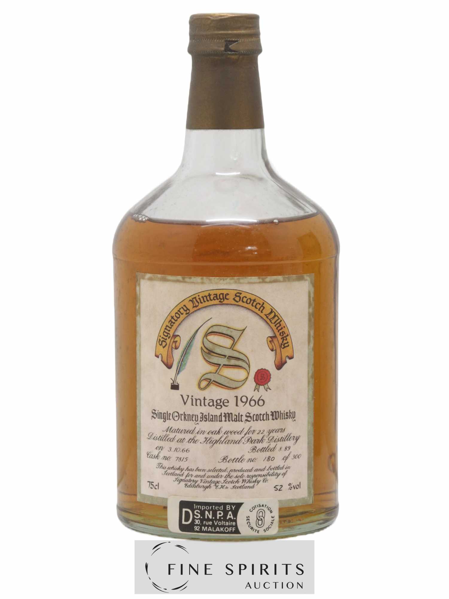 Highland Park 22 years 1966 Signatory Vintage Cask n°7815 - One of 300 bottles - bottled 1989 - Posten von 1 Flasche - 1