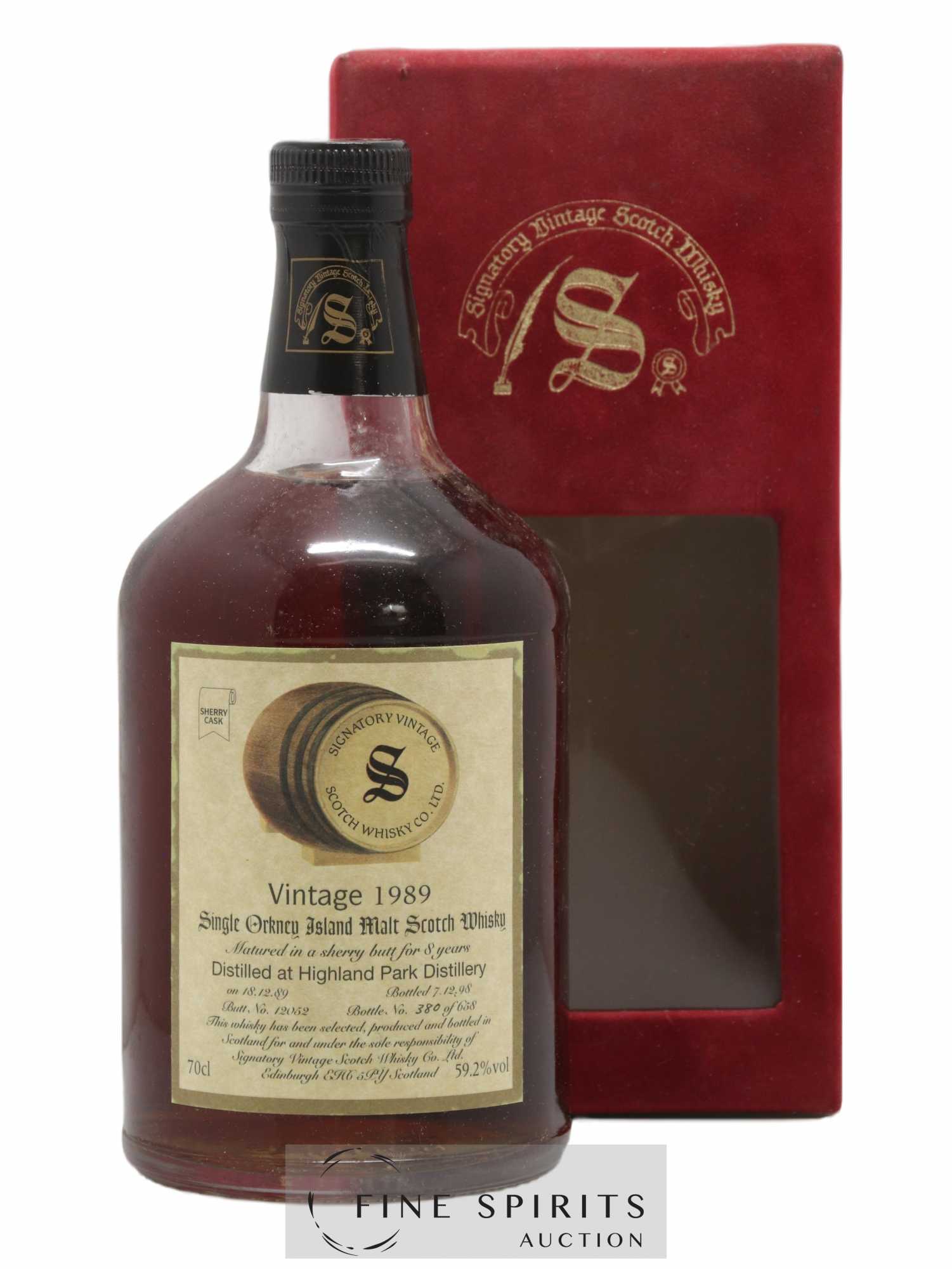 Highland Park 8 years 1989 Signatory Vintage Sherry Cask Butt n°12052 - One of 658 bottles - bottled 1998 - Lot de 1 bouteille - 0