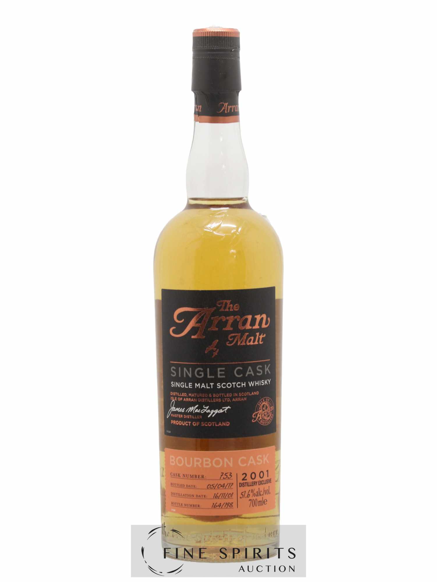 Arran 2001 Of. Bourbon Cask n°753 - One of 198 - bottled 2017 - Lot of 1 bottle - 1