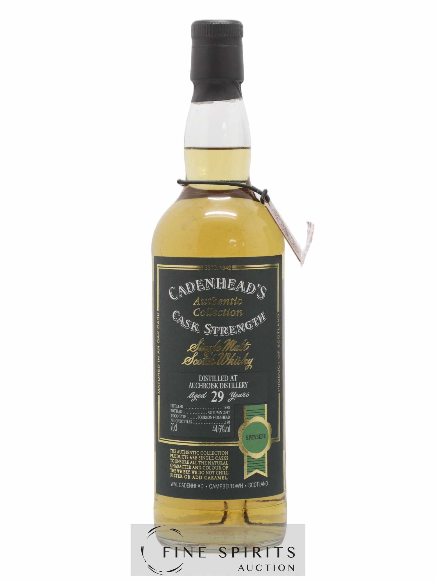 Auchroisk 29 years 1988 Cadenhead's Cask Strength Bourbon Hogshead - One of 180 - bottled 2017 Authentic Collection - Lot de 1 bouteille - 1
