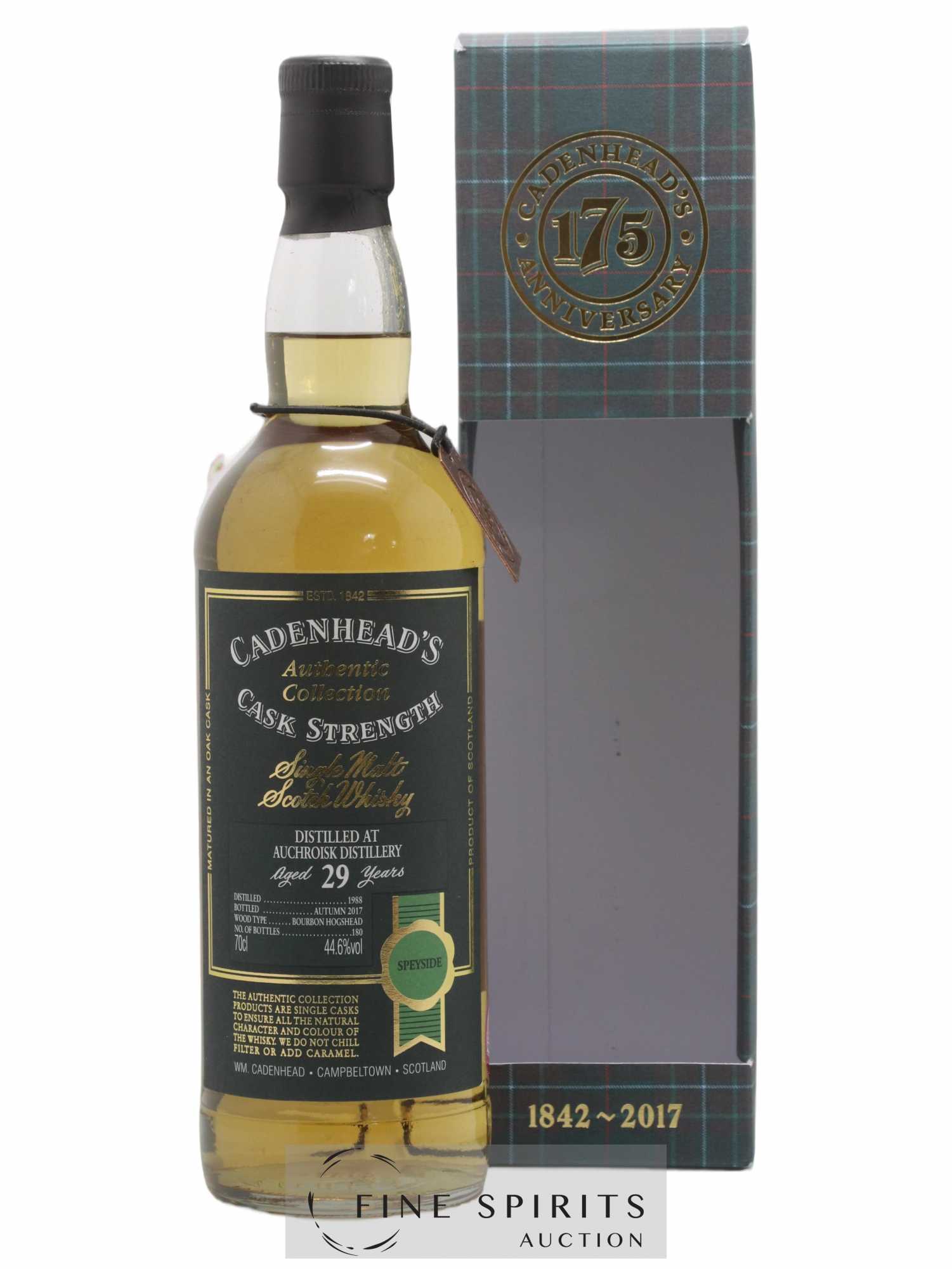 Auchroisk 29 years 1988 Cadenhead's Cask Strength Bourbon Hogshead - One of 180 - bottled 2017 Authentic Collection - Lot de 1 bouteille - 0