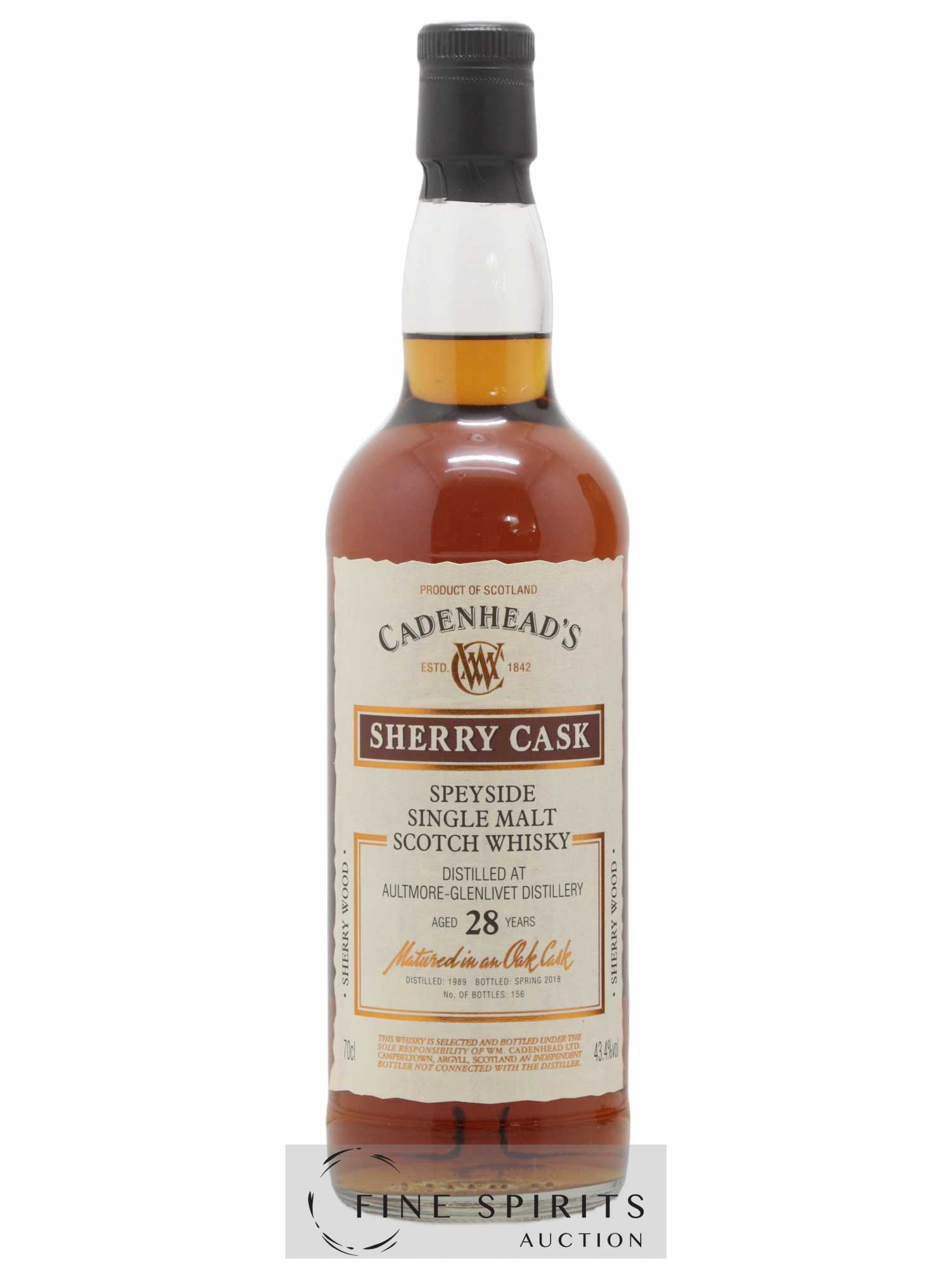Aultmore-Glenlivet 28 years 1989 Cadenhead's Sherry Cask One of 156 - bottled 2018 - Lot de 1 bouteille - 1