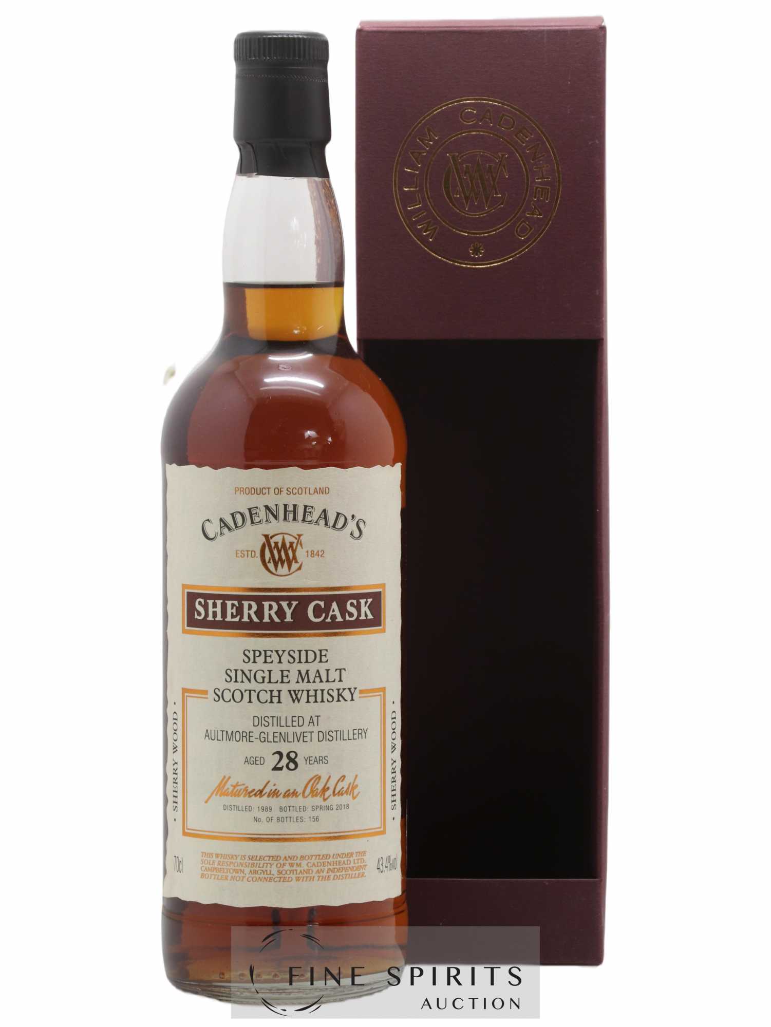Aultmore-Glenlivet 28 years 1989 Cadenhead's Sherry Cask One of 156 - bottled 2018 - Lot de 1 bouteille - 0