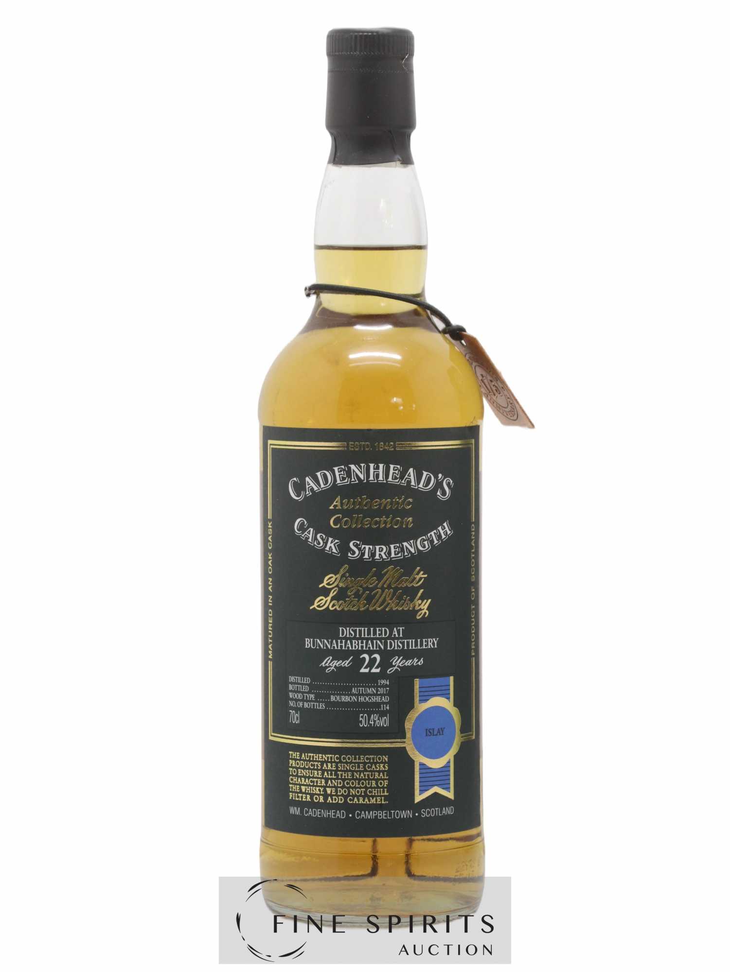 Bunnahabhain 22 years 1994 Cadenhead's Cask Strength One of 114 - bottled 2017 Authentic Collection - Lot of 1 bottle - 1
