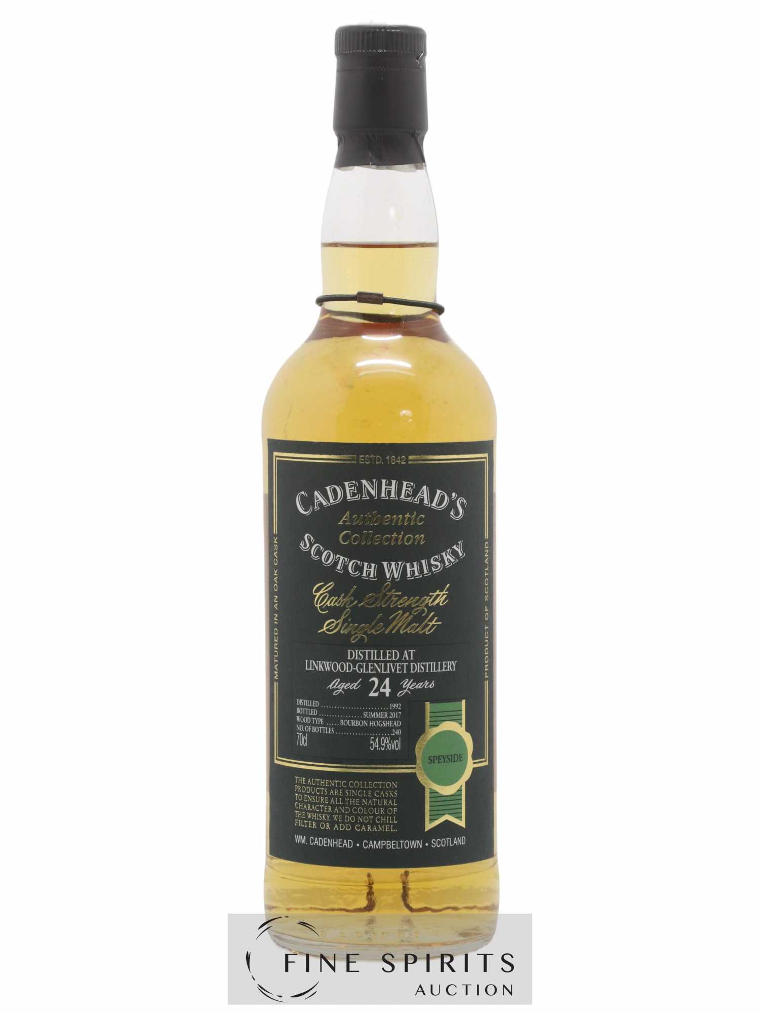 Linkwood 24 years 1992 Cadenhead's Cask Strength One of 240 - bottled 2017 Authentic Collection - Lot de 1 bouteille - 1