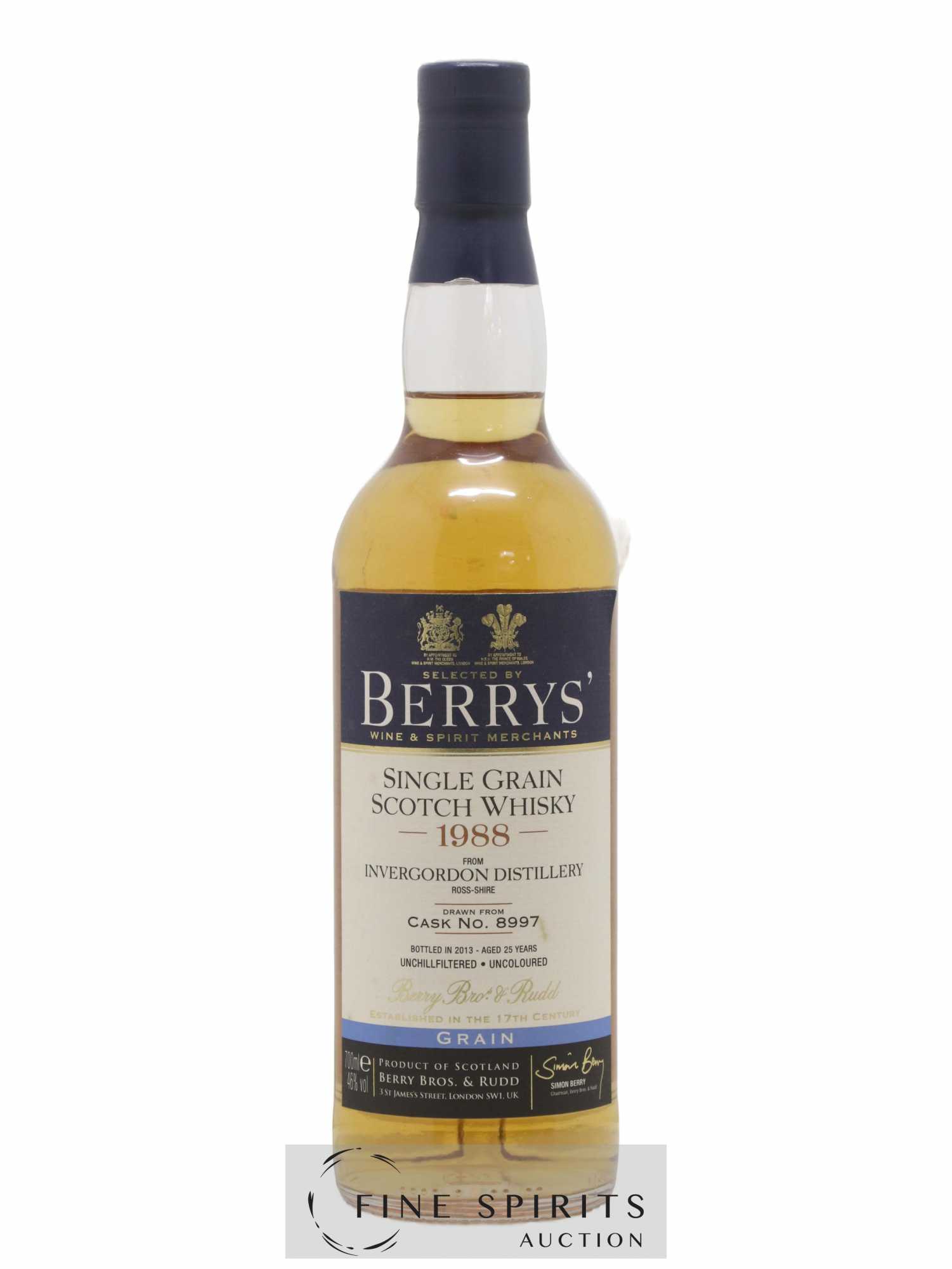 Invergordon 25 years 1988 Berry Bros & Rudd Cask n°8997 - bottled 2013 - Posten von 1 Flasche - 0