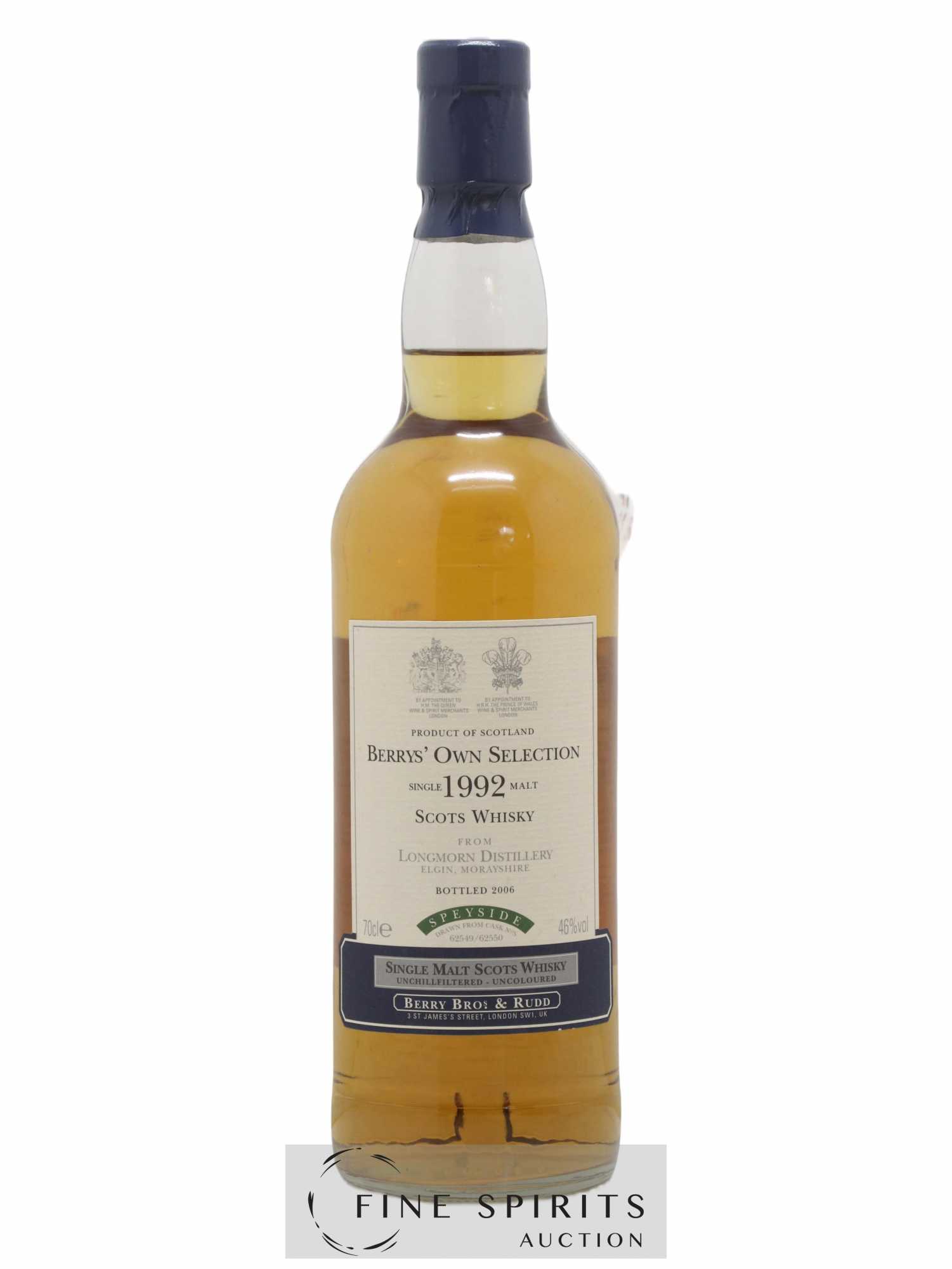 Longmorn 1992 Berry Bros & Rudd Casks n°62549-62550 - bottled 2006 Berrys'Own Selection - Lot de 1 bouteille - 0