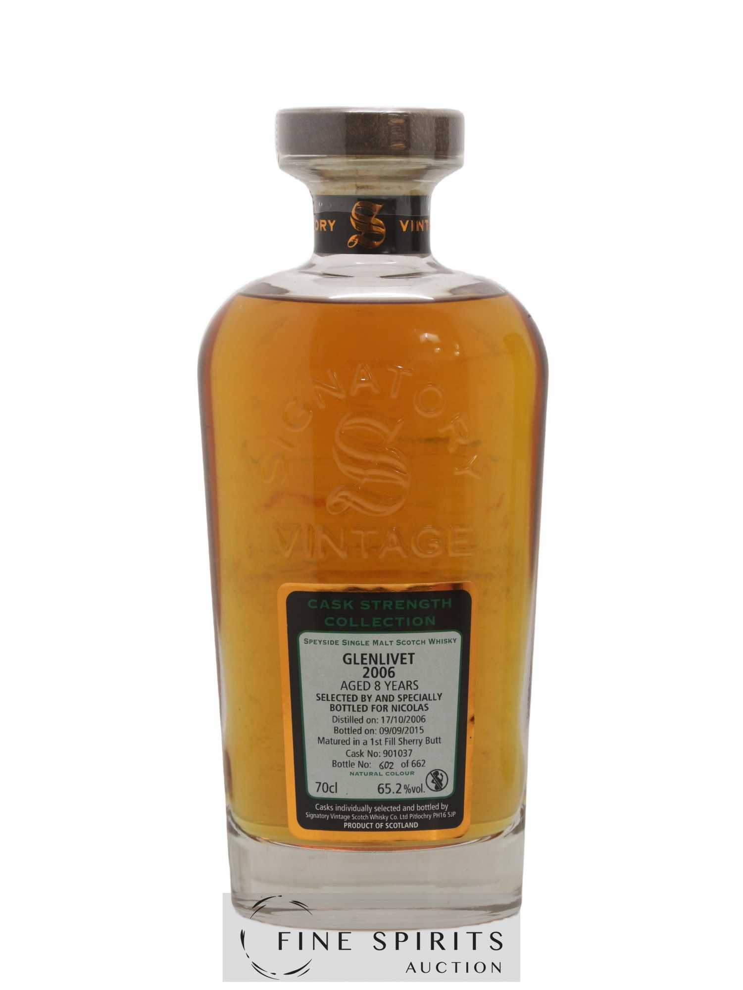 Glenlivet (The) 8 years 2006 Signatory Vintage Cask n°901037 - One of 662 - bottled 2015 Nicolas Cask Strength Collection - Lot de 1 bouteille - 1