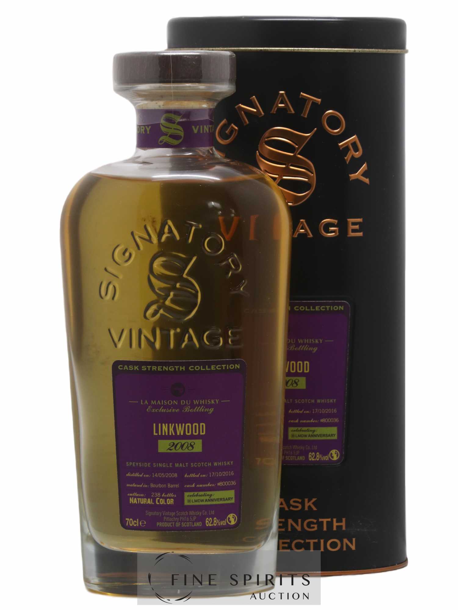 Linkwood 2008 Signatory Vintage Cask n°8000036 - One of 238 - bottled 2016 LMDW Anniversary Cask Strength Collection - Lot de 1 bouteille - 0