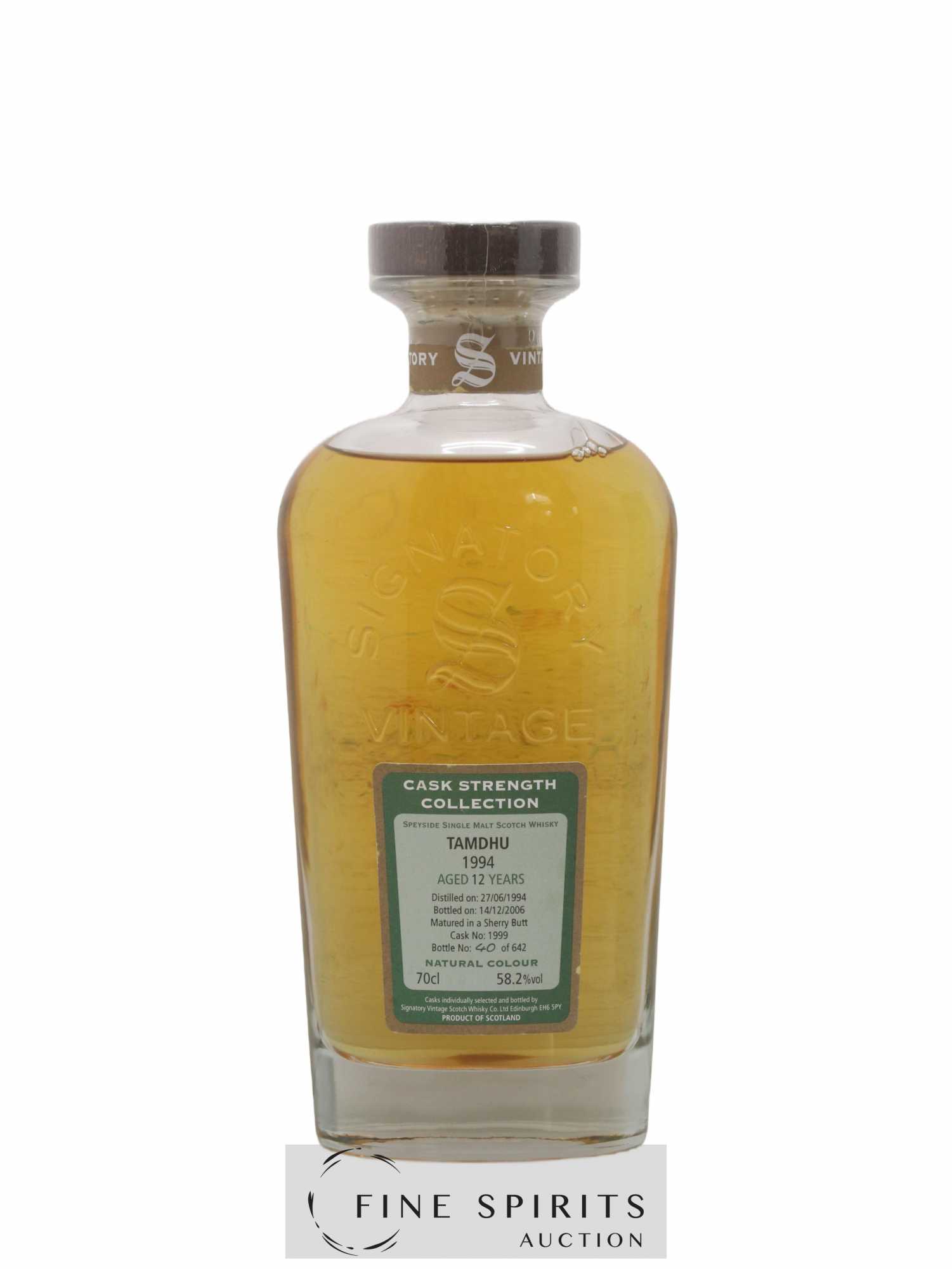 Tamdhu 12 years 1994 Signatory Vintage Cask n°1999 - One of 642 - bottled 2006 Cask Strength Collection - Lot de 1 bouteille - 1