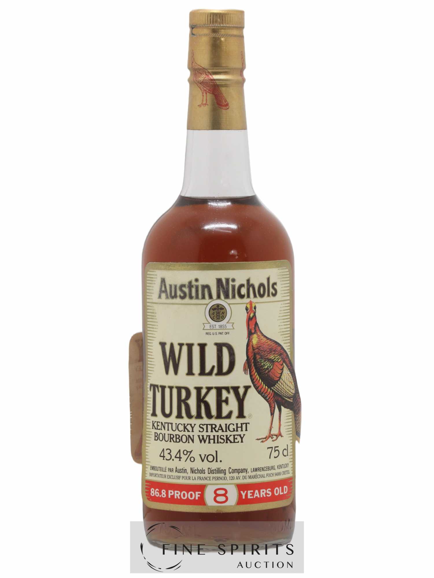 Wild Turkey 8 years Of. 86.8 Proof (75cl.) - Lot de 1 bouteille - 0