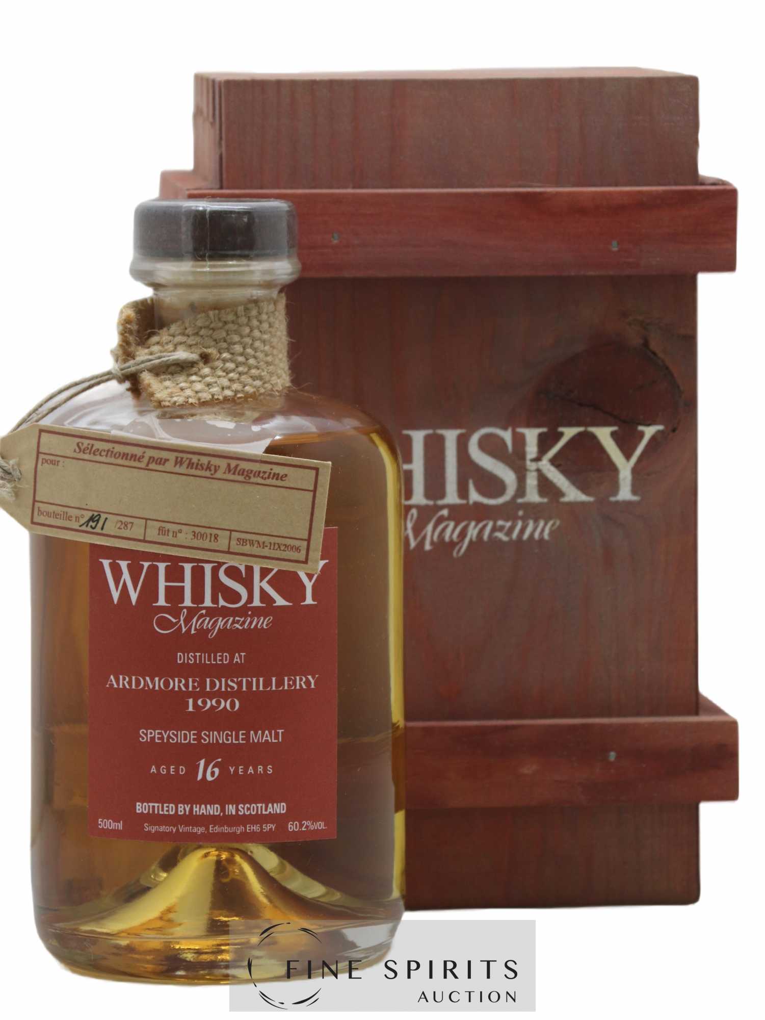 Ardmore 16 years 1990 Signatory Vintage Fût n°30018 - One of 287 Whisky Magazine - Lot de 1 bouteille - 0