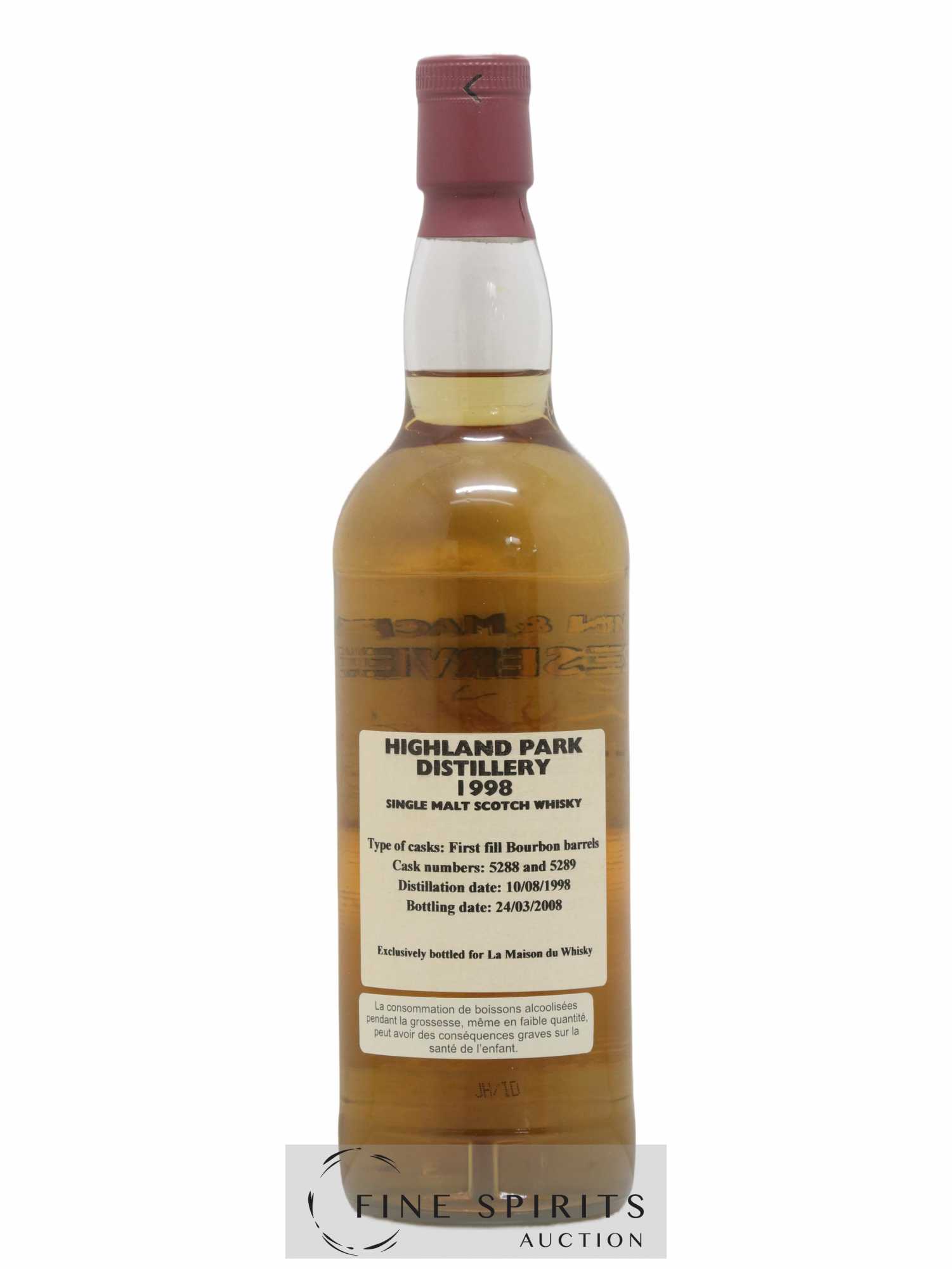 Highland Park 1998 Gordon & MacPhail Reserve Casks n°5288-5289 - bottled 2008 LMDW - Lot de 1 bouteille - 2