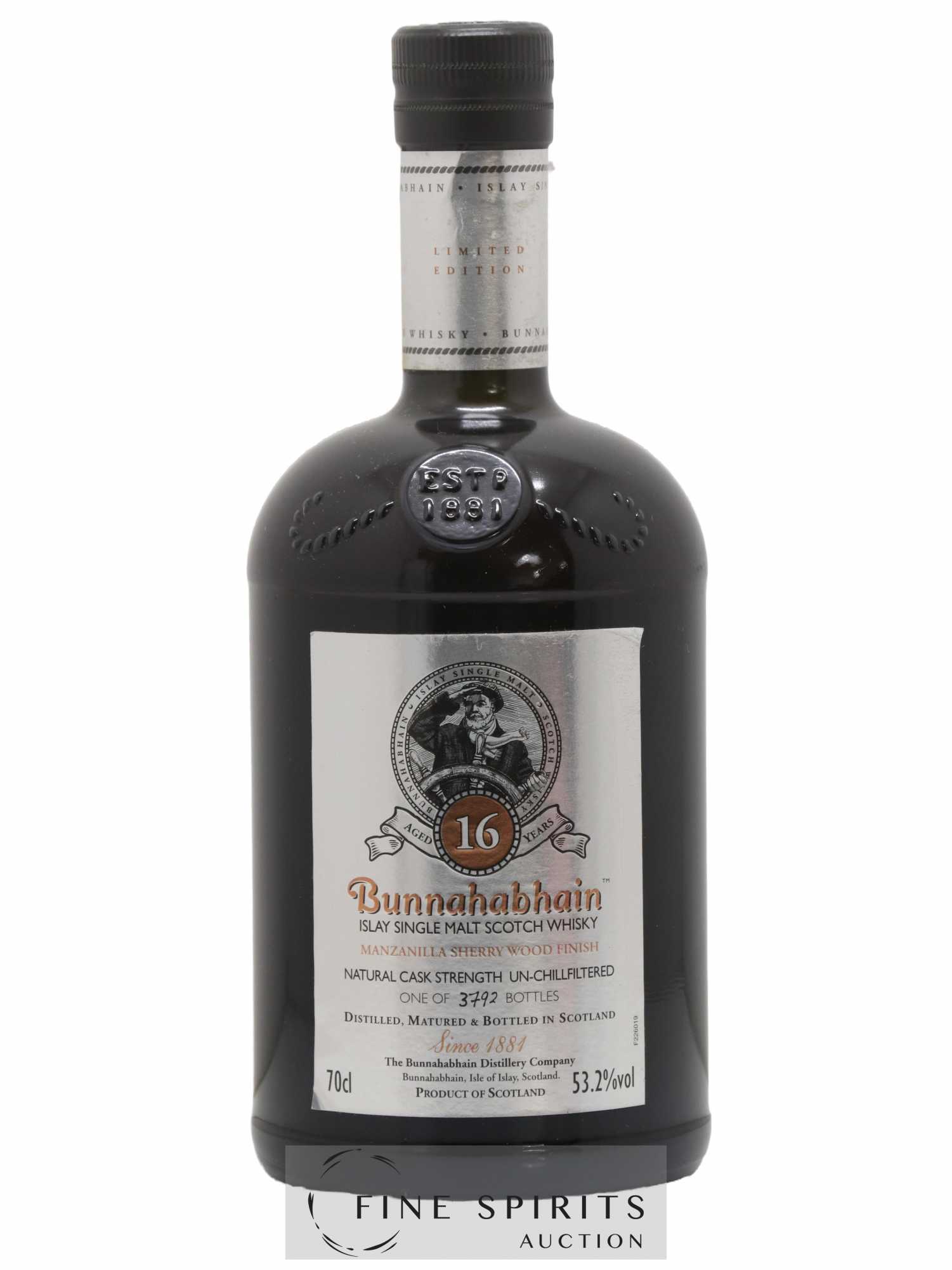 Bunnahabhain 16 years Of. Manzanilla Sherry Wood Finish One of 3792 - Lot de 1 bouteille - 1