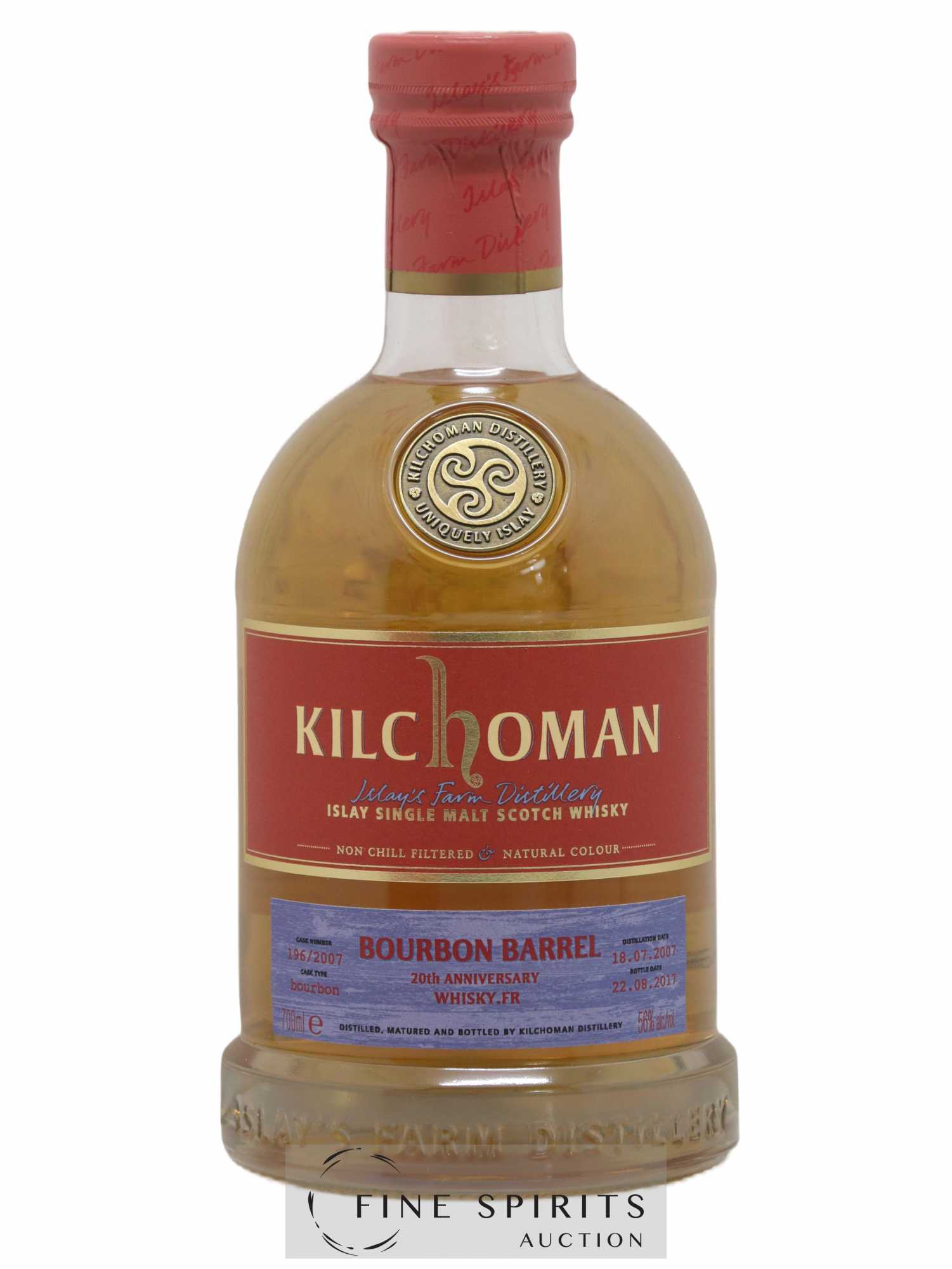 Kilchoman 2007 Of. Bourbon Barrel Cask n°196-2007 - One of 221 - bottled 2017 20th Anniversary Whisky.fr - Posten von 1 Flasche - 1