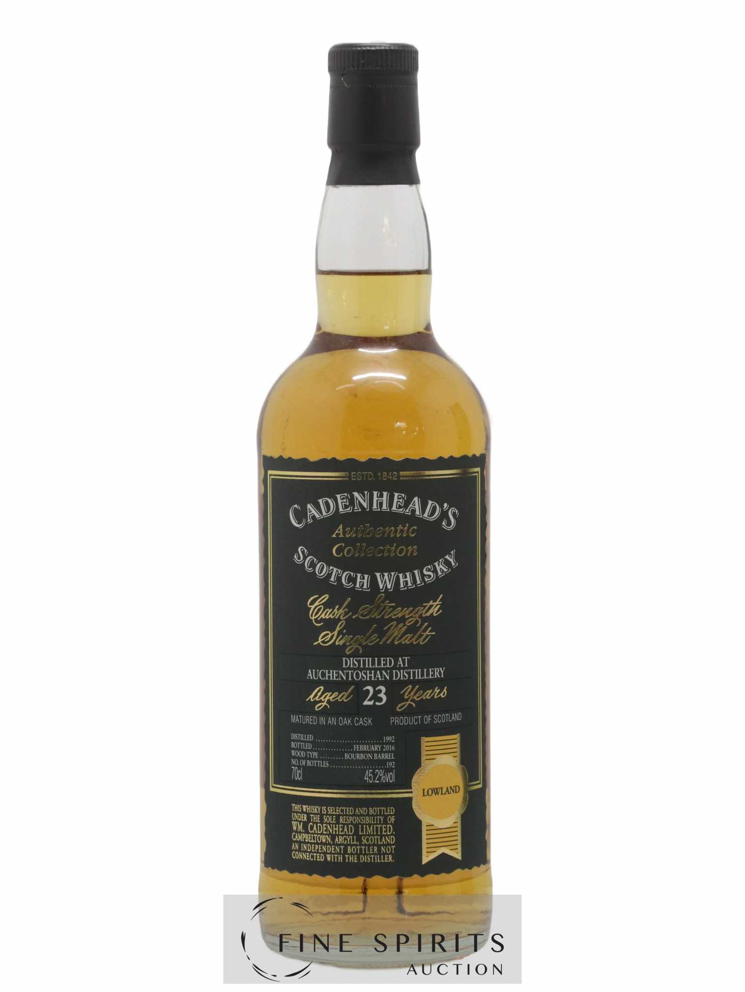 Auchentoshan 23 years 1992 Cadenhead's Cask Strength Bourbon Barrel - One of 192 - bottled 2016 Authentic Collection - Lot de 1 bouteille - 1