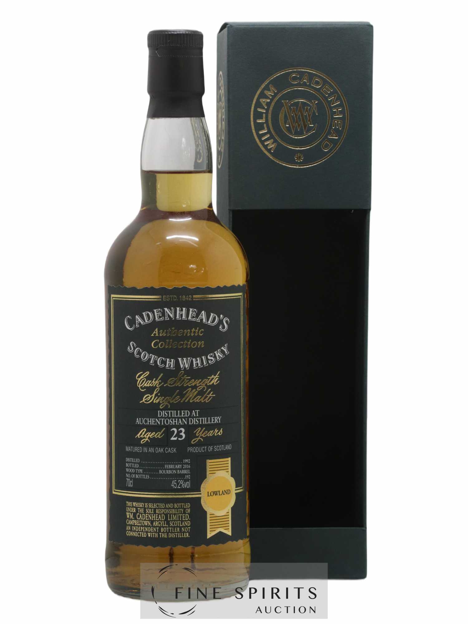 Auchentoshan 23 years 1992 Cadenhead's Cask Strength Bourbon Barrel - One of 192 - bottled 2016 Authentic Collection - Lot de 1 bouteille - 0