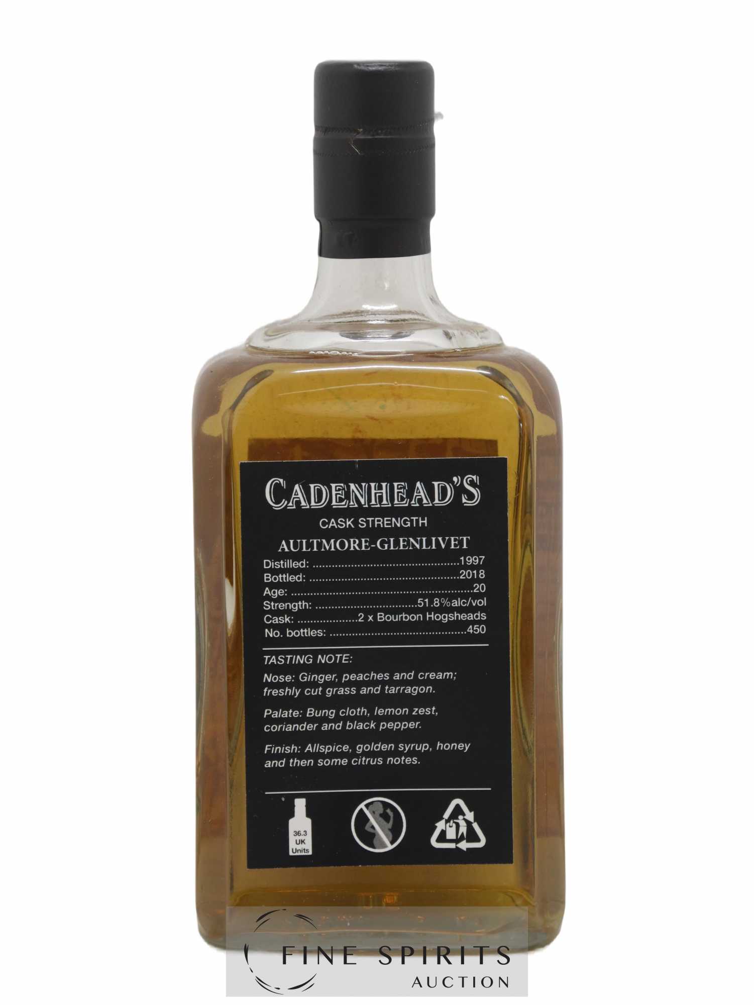 Aultmore-Glenlivet 20 years 1997 Cadenhead's Small Batch One of 450 - bottled 2018 - Posten von 1 Flasche - 2