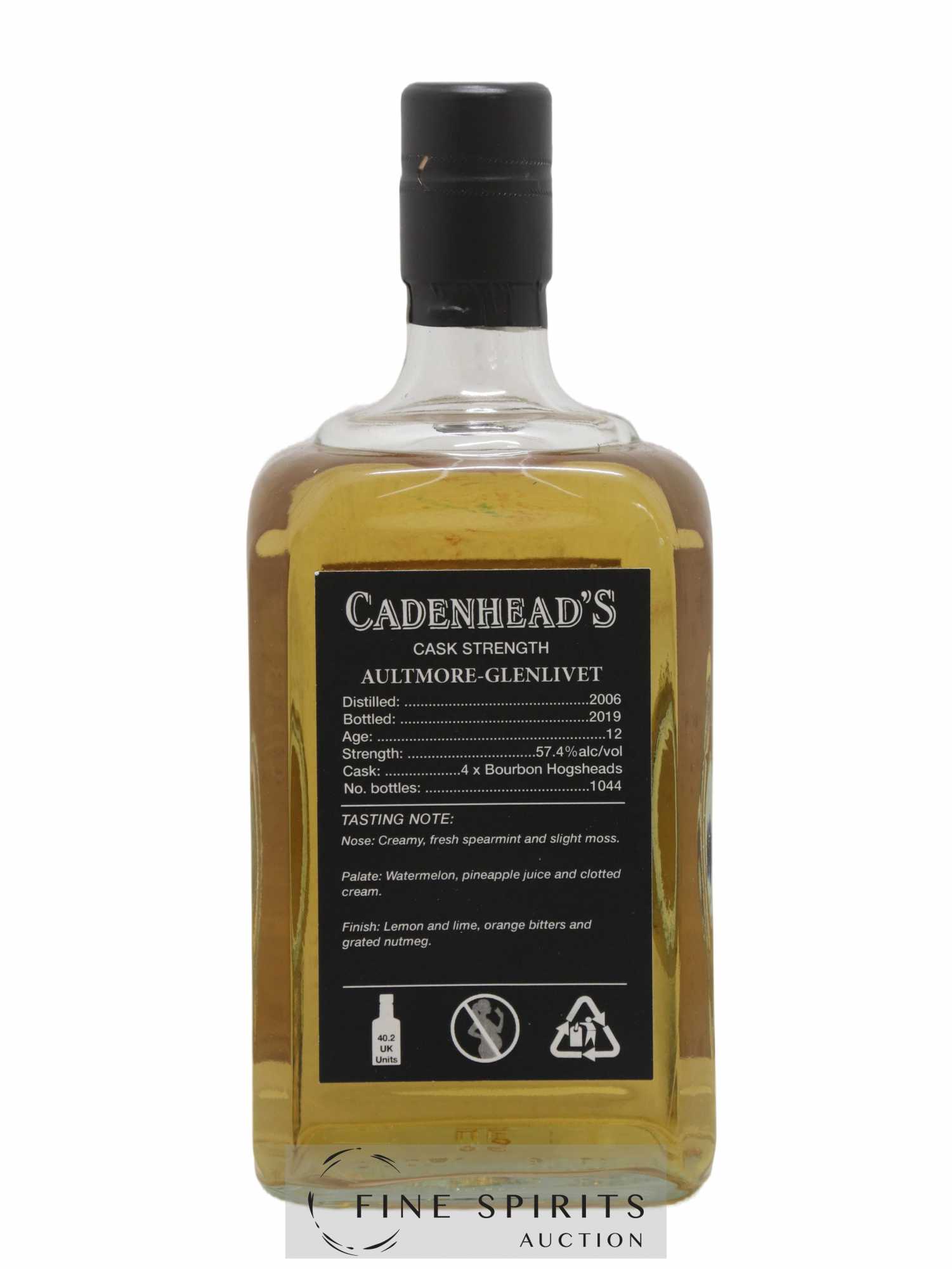 Aultmore-Glenlivet 12 years 2006 Cadenhead's Small Batch One of 1044 - bottled 2019 - Lotto di 1 bottiglia - 2