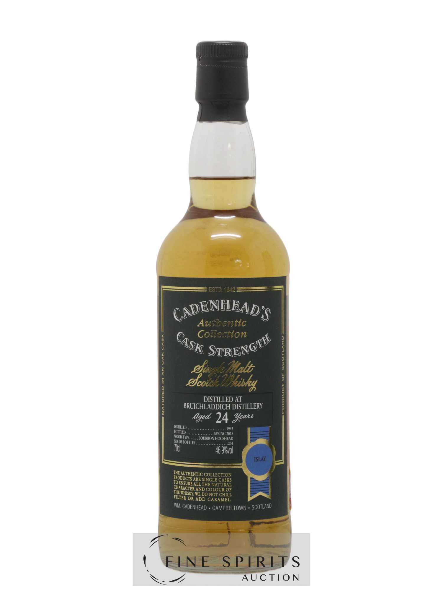 Bruichladdich 24 years 1993 Cadenhead's Cask Strength One of 204 - bottled 2018 Authentic Collection - Lot de 1 bouteille - 1