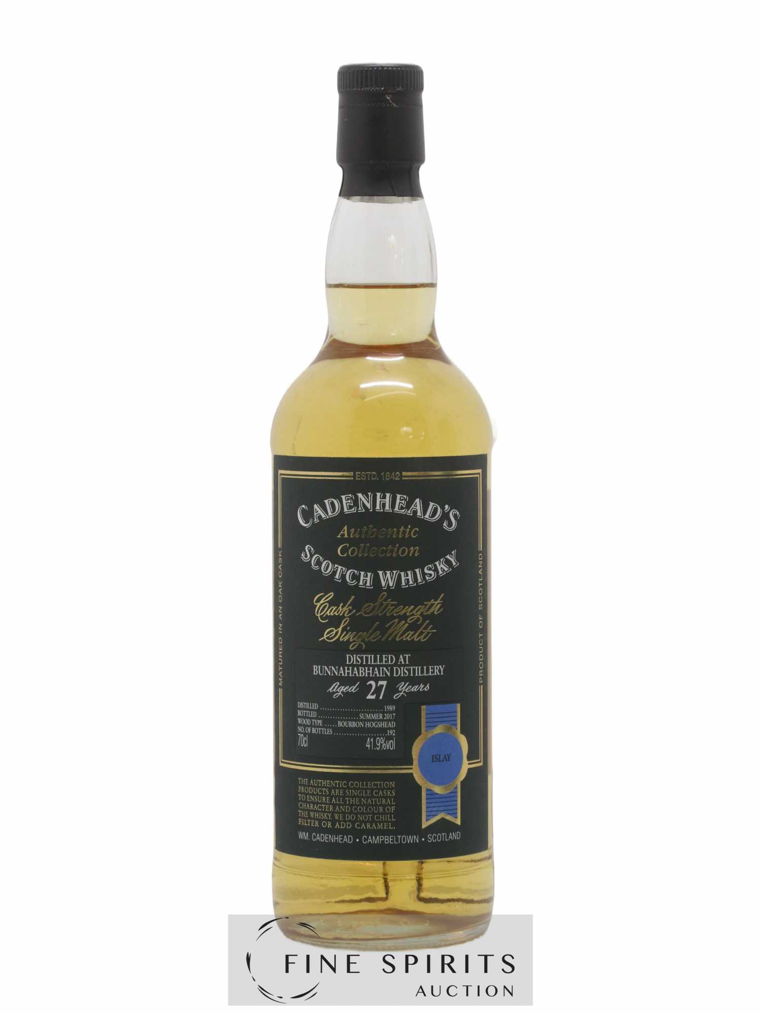 Bunnahabhain 27 years 1989 Cadenhead's Cask Strength One of 192 - bottled 2017 Authentic Collection - Lot de 1 bouteille - 1