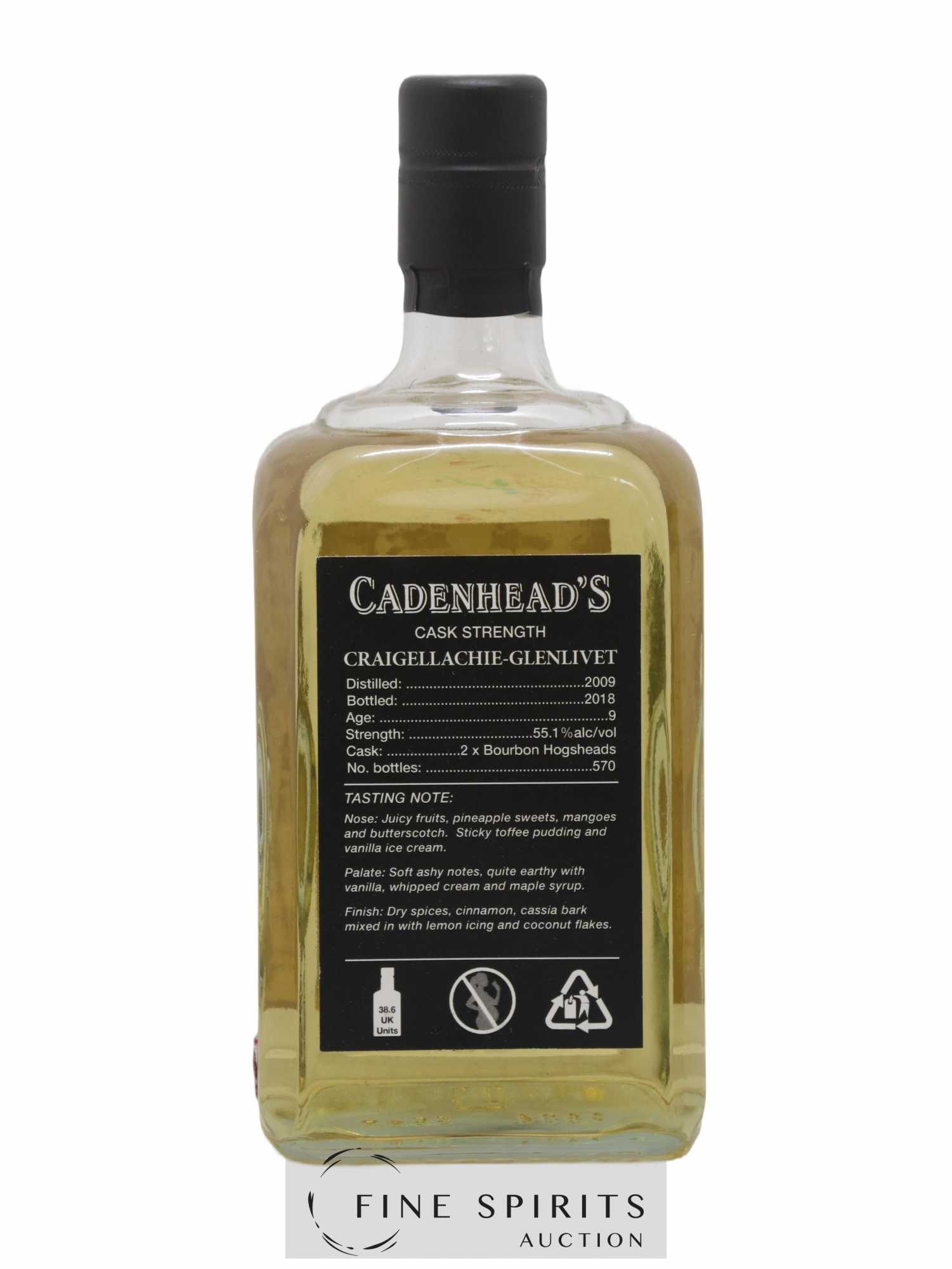 Craigellachie 9 years 2009 Cadenhead's Small Batch One of 570 - bottled 2018 - Posten von 1 Flasche - 2