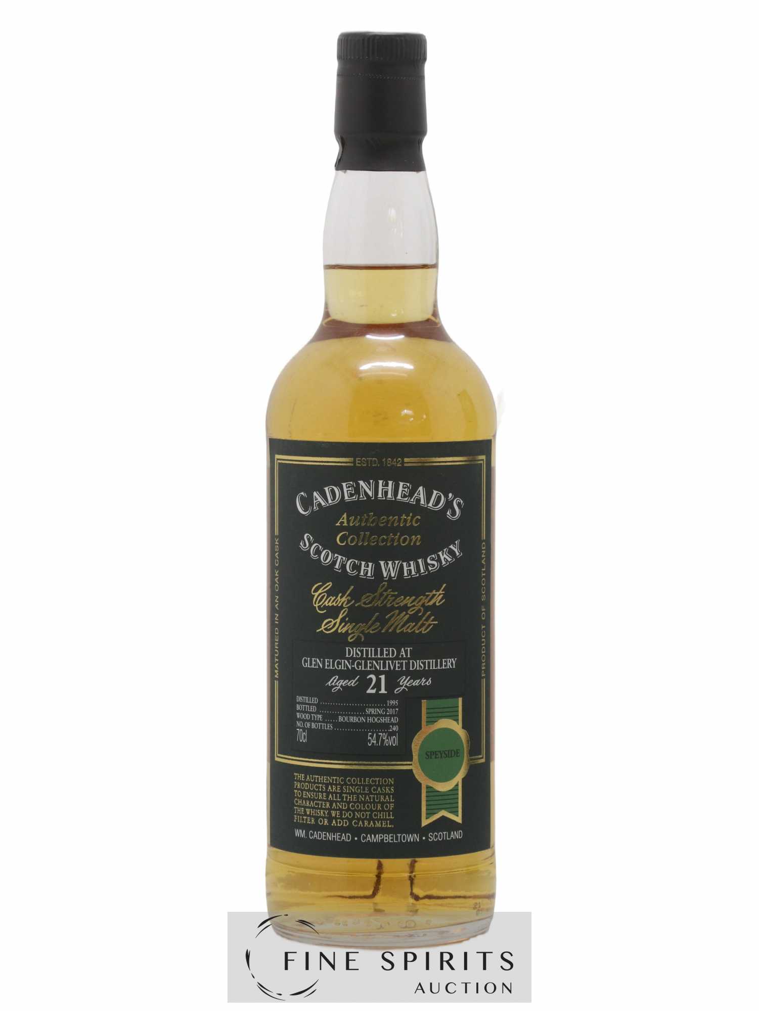Glen Elgin 21 years 1995 Cadenhead's Cask Strength One of 240 - bottled 2017 Authentic Collection - Lot de 1 bouteille - 1