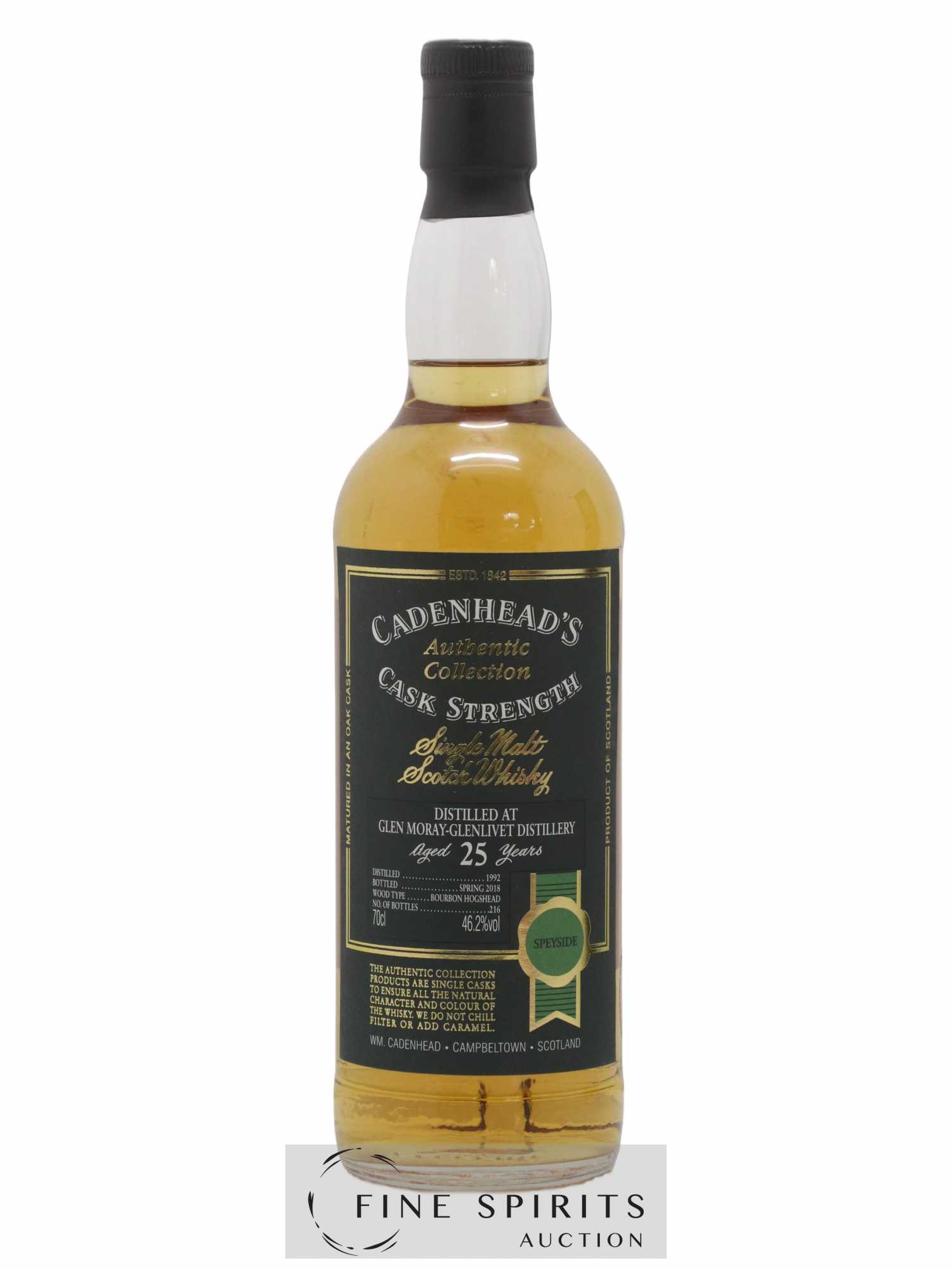 Glen Moray 25 years 1992 Cadenhead's Cask Strength One of 216 - bottled 2018 Authentic Collection - Lot de 1 bouteille - 1