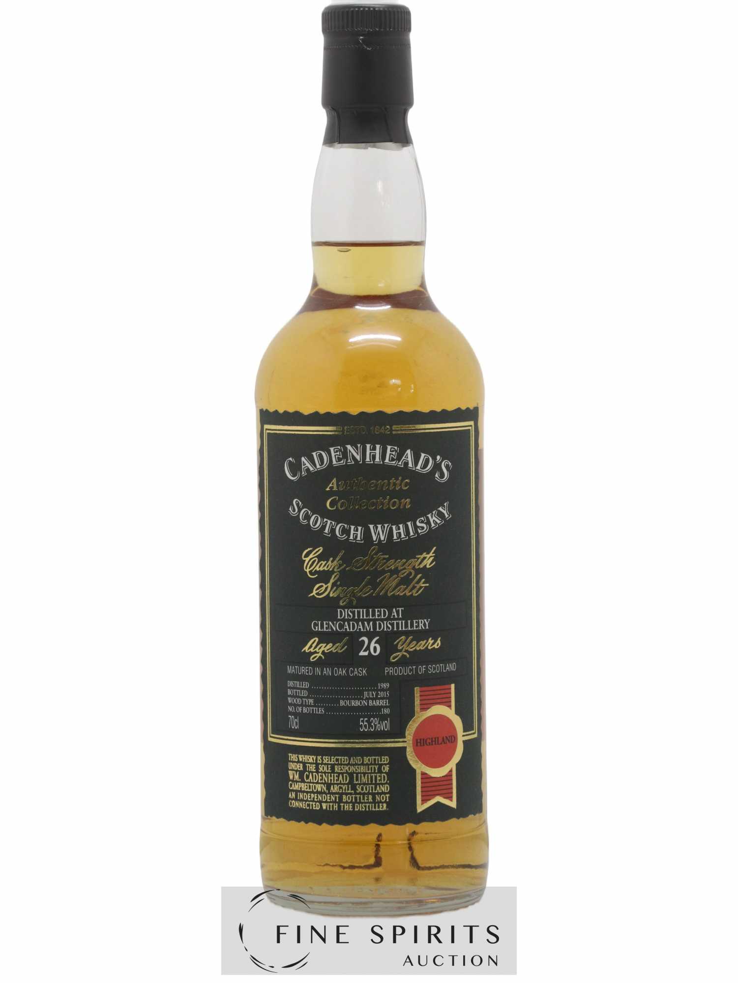 Glencadam 26 years 1989 Cadenhead's Cask Strength One of 180 - bottled 2015 Authentic Collection - Lot de 1 bouteille - 1