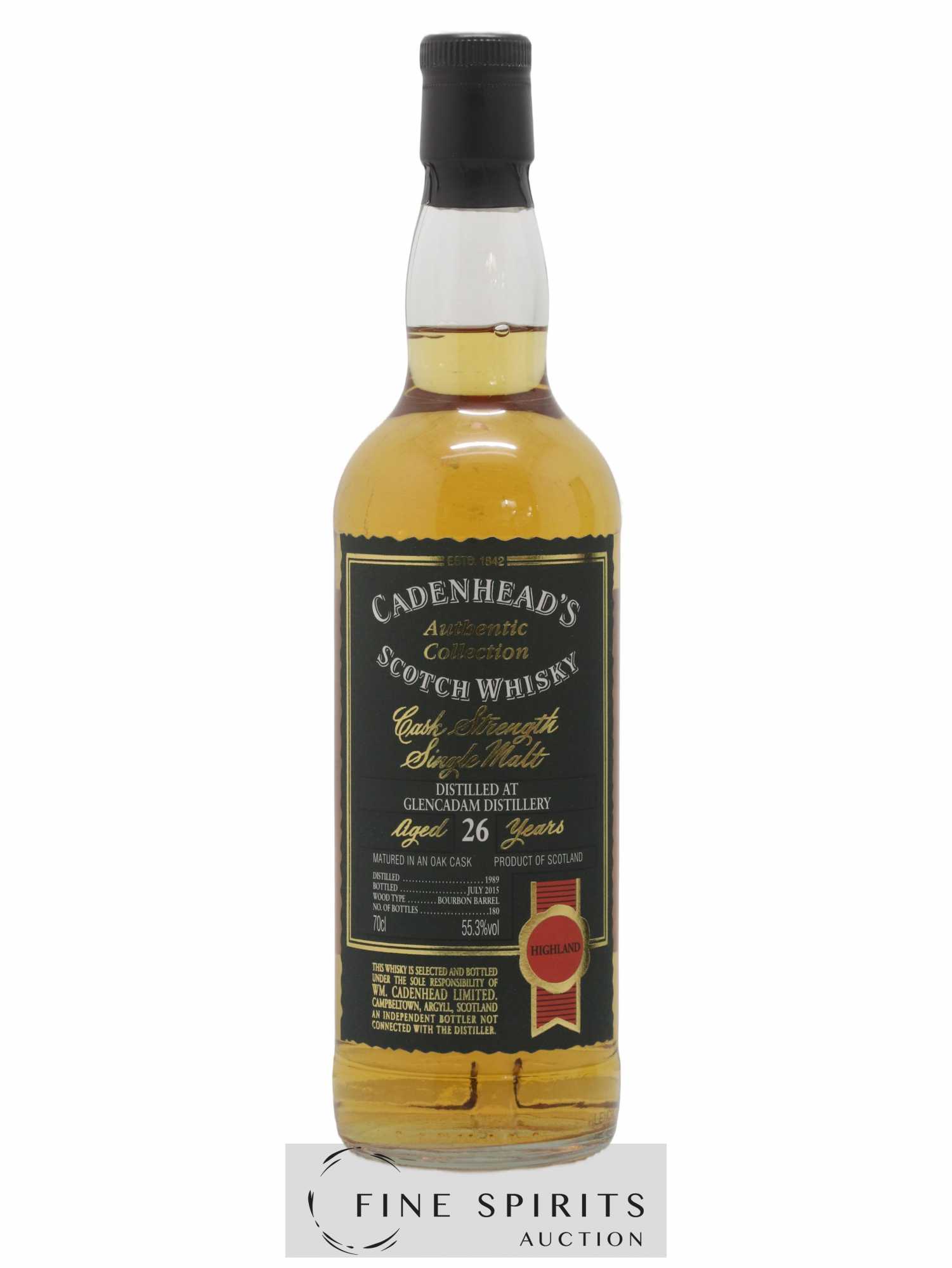 Glencadam 26 years 1989 Cadenhead's Cask Strength One of 180 - bottled 2015 Authentic Collection - Lot of 1 bottle - 1