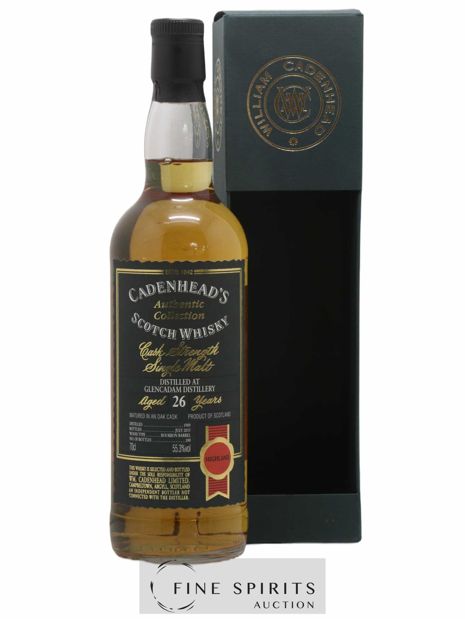 Glencadam 26 years 1989 Cadenhead's Cask Strength One of 180 - bottled 2015 Authentic Collection - Lot of 1 bottle - 0