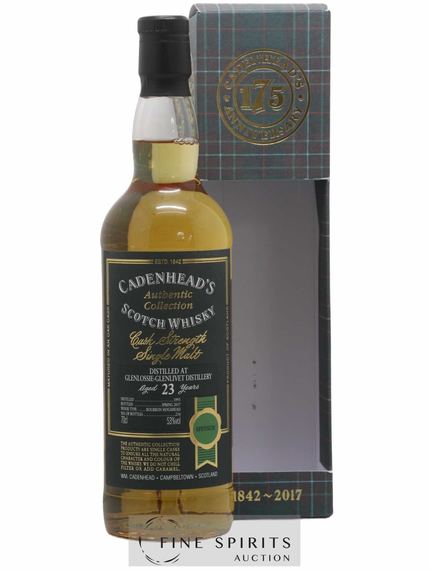 Glenlossie 23 years 1993 Cadenhead's Cask Strength One of 216 - bottled 2017 Authentic Collection - Lot de 1 bouteille - 0