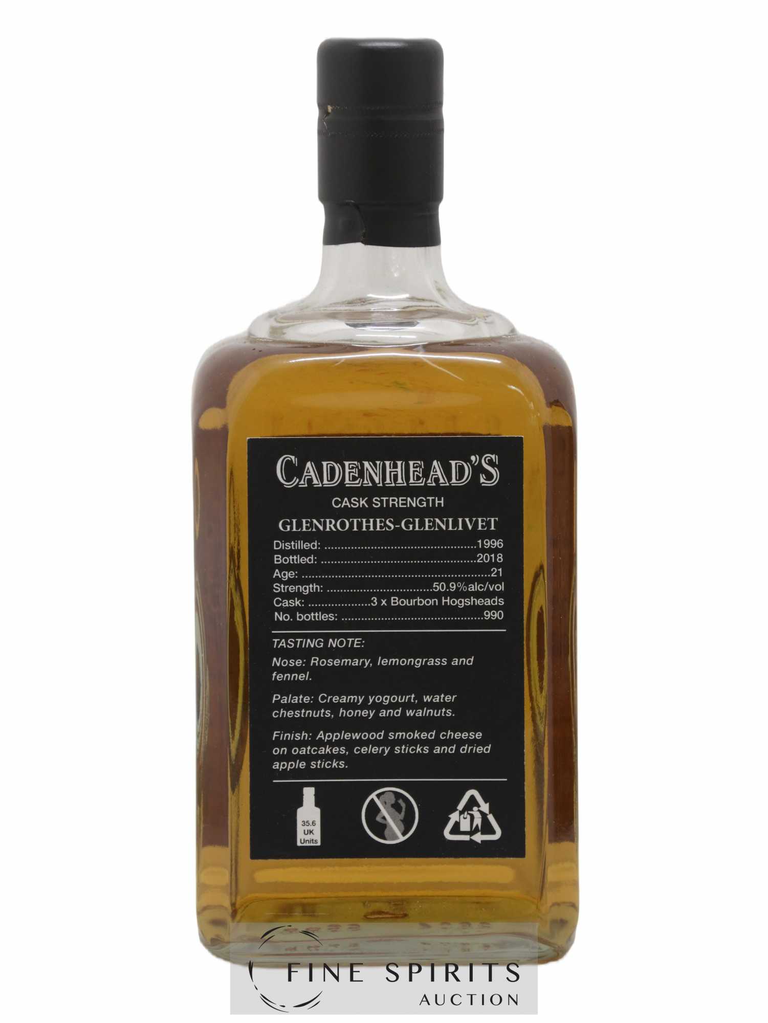 Glenrothes 21 years 1996 Cadenhead's Small Batch One of 990 - bottled 2018 - Lot of 1 bottle - 2