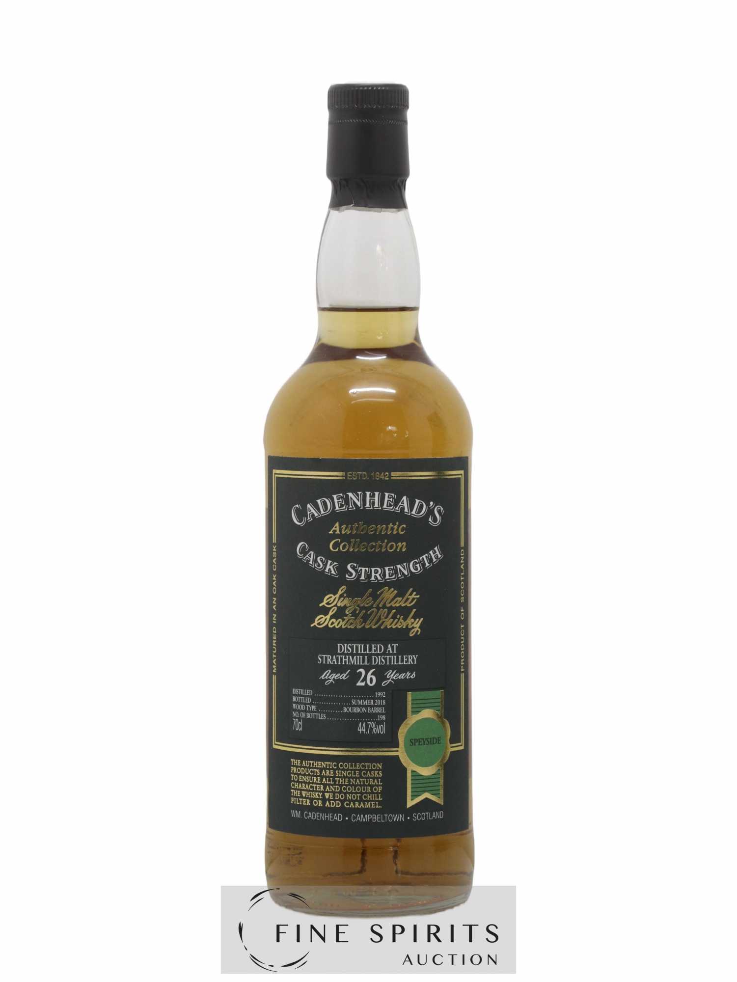 Strathmill 26 years 1992 Cadenhead's Cask Strength One of 198 - bottled 2018 Authentic Collection - Lot de 1 bouteille - 1