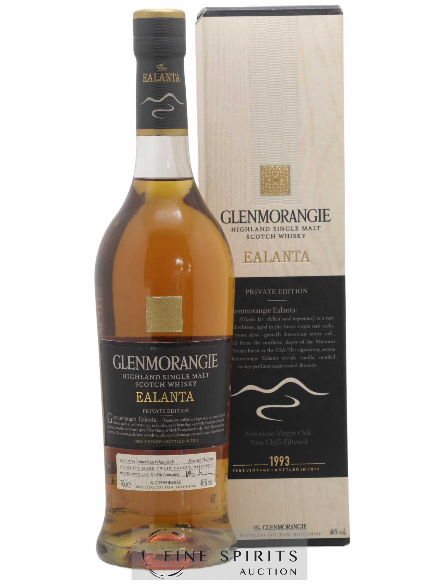 Glenmorangie 1993 Of. Ealanta American White Oak - bottled 2012 Private Edition - Lot de 1 bouteille - 0