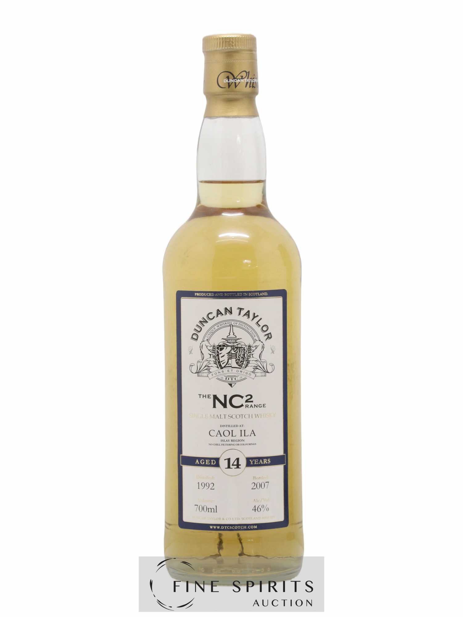 Caol Ila 14 years 1992 Duncan Taylor The NC2 Range bottled 2007 - Lot of 1 bottle - 1
