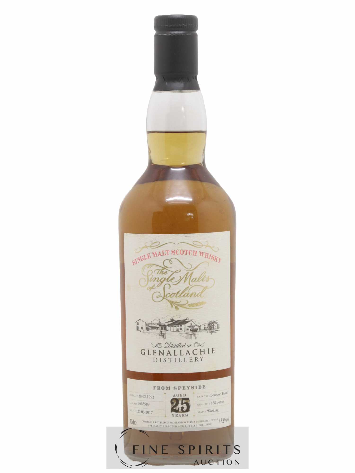 Glenallachie 25 years 1992 Elixir Distillers Bourbon Barrel n°7665589 - One of 188 - bottled 2017 LMDW The Single Malts of Scotland - Lot de 1 bouteille - 1