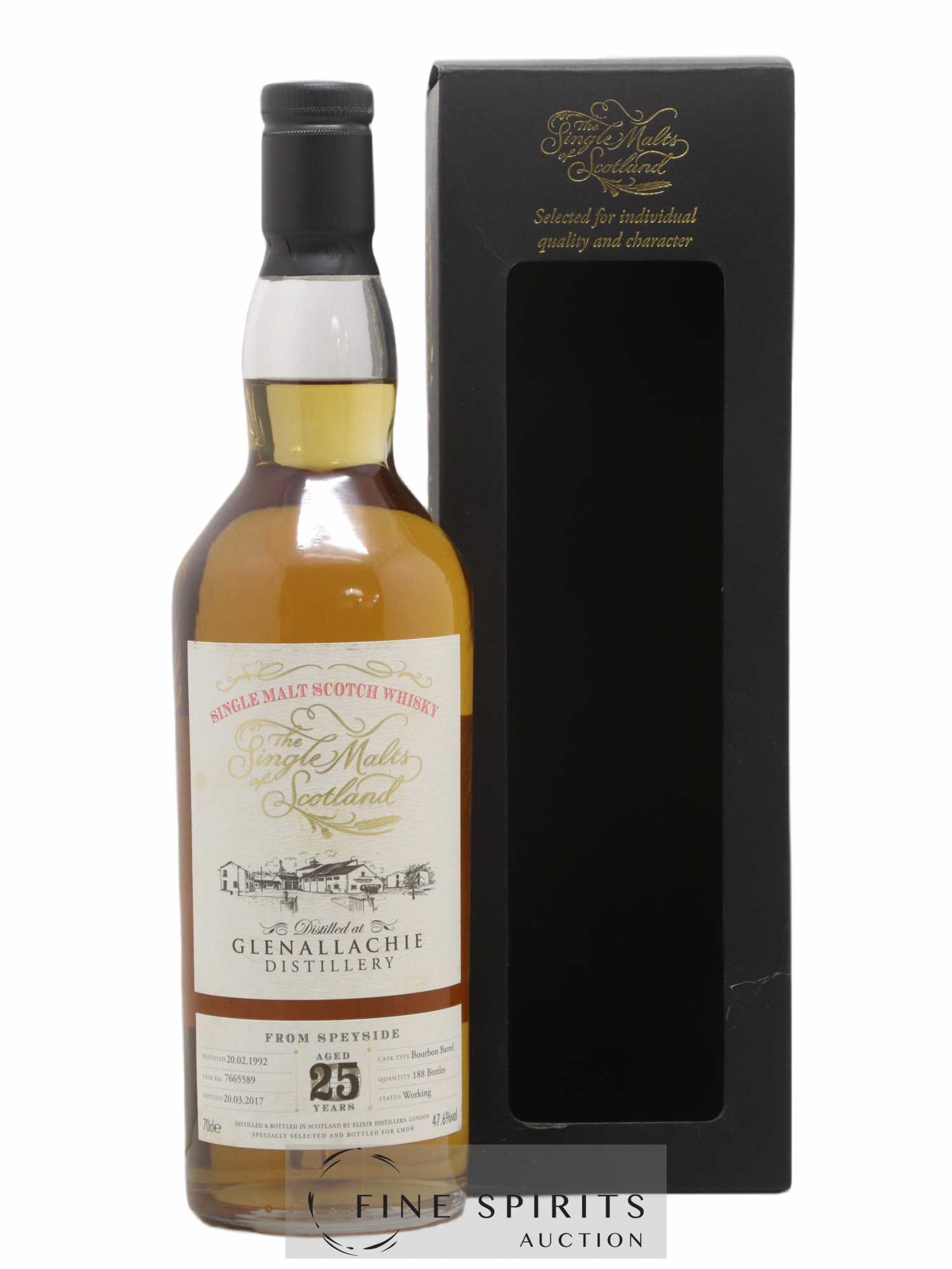 Glenallachie 25 years 1992 Elixir Distillers Bourbon Barrel n°7665589 - One of 188 - bottled 2017 LMDW The Single Malts of Scotland - Lot de 1 bouteille - 0