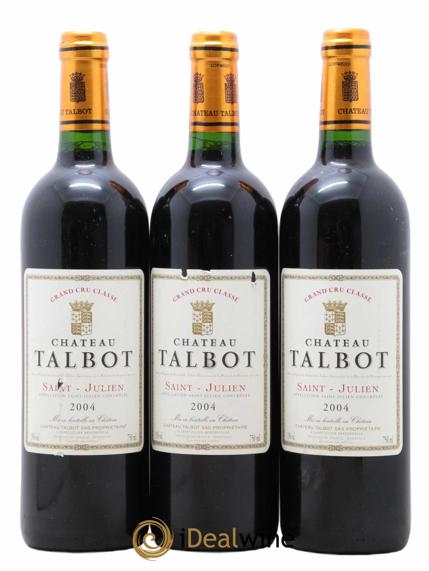 Château Talbot 4ème Grand Cru Classé 2004 - Lot de 3 bouteilles - 0