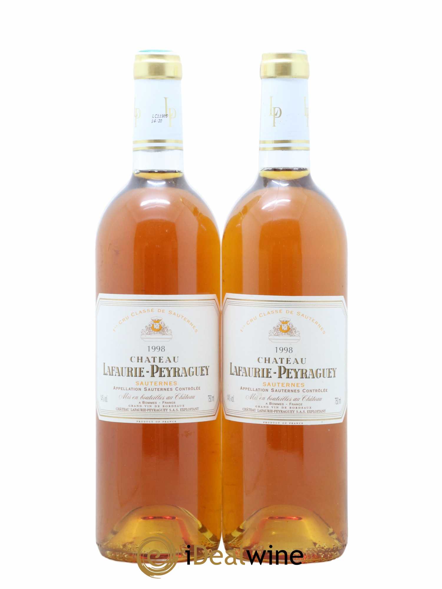 Château Lafaurie-Peyraguey 1er Grand Cru Classé 1998 - Lotto di 2 bottiglie - 0