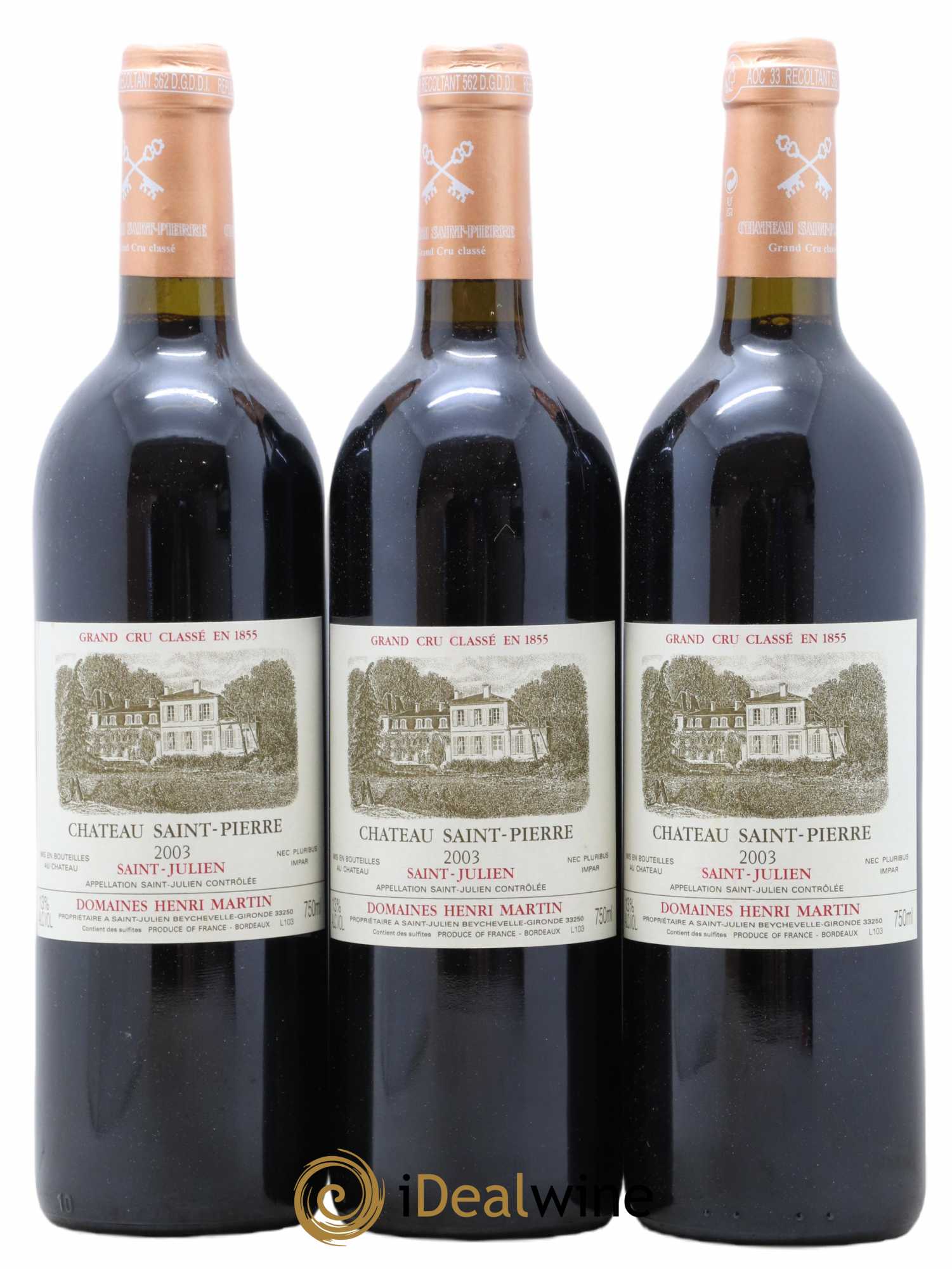 Château Saint-Pierre 4ème Grand Cru Classé 2003 - Lot de 3 bouteilles - 0