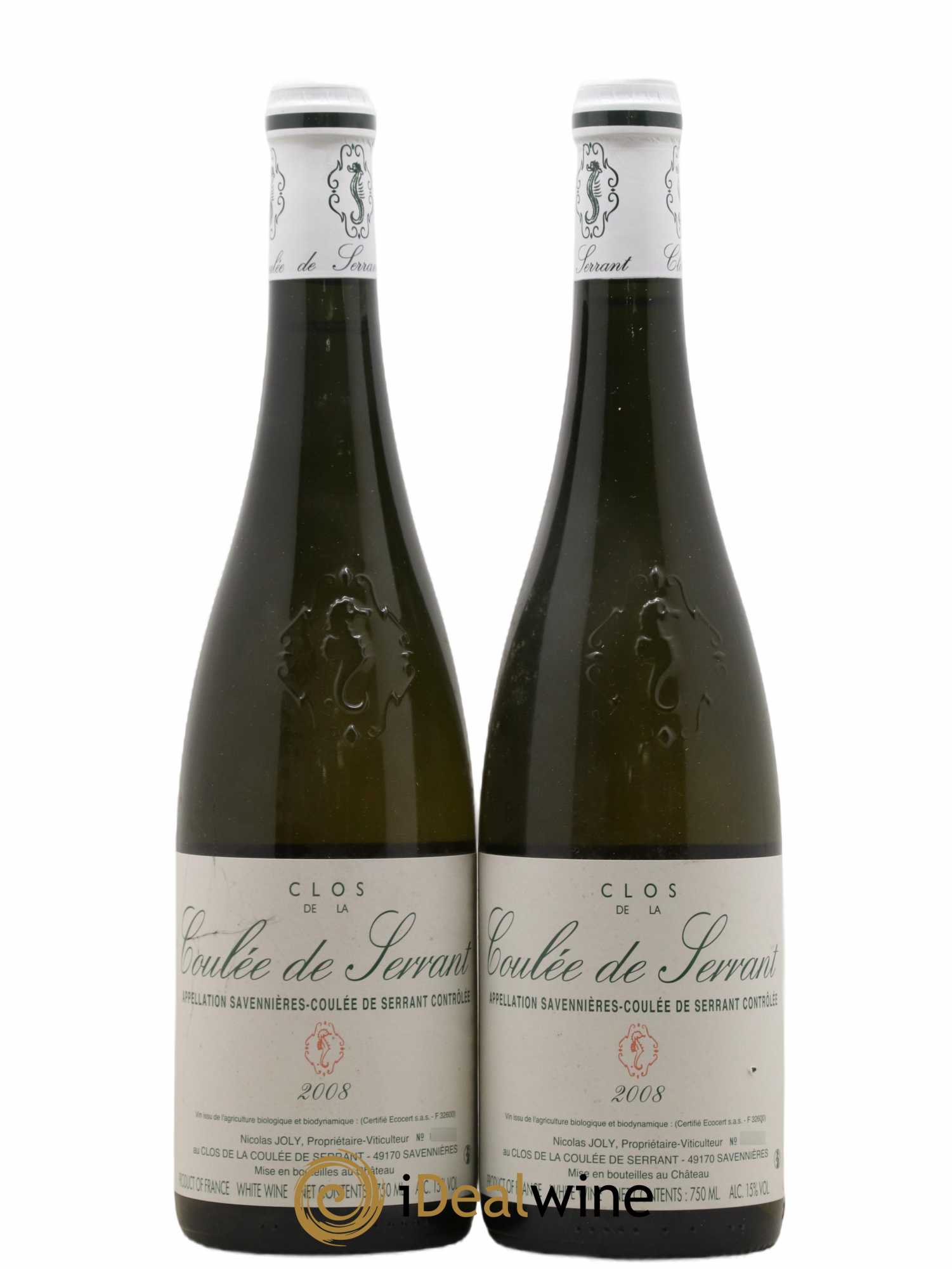 Savennières Clos de la Coulée de Serrant Vignobles de la Coulée de Serrant - Nicolas Joly 2008 - Lot de 2 bouteilles - 0