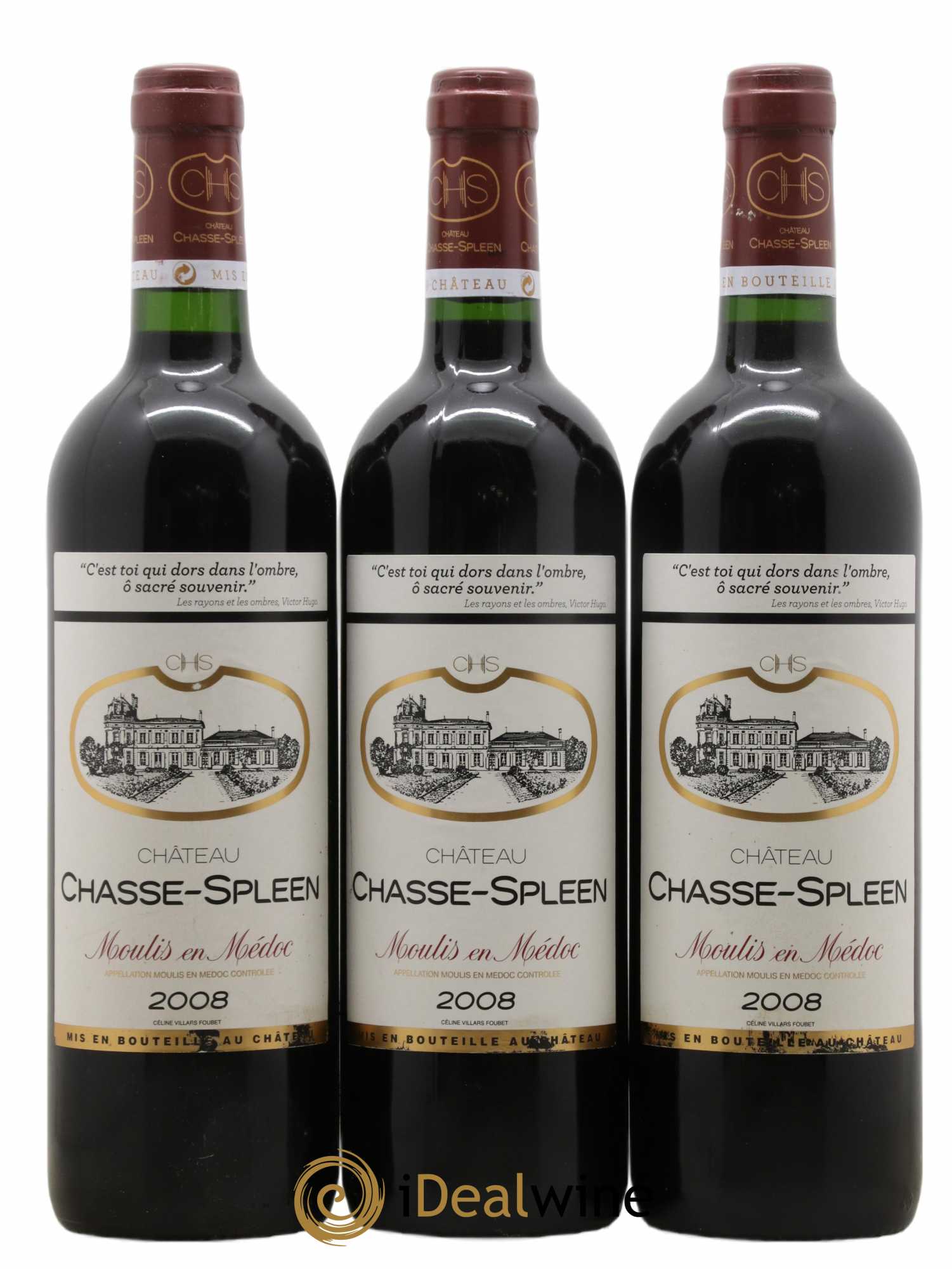 Château Chasse Spleen 2008 - Lot de 3 bouteilles - 0
