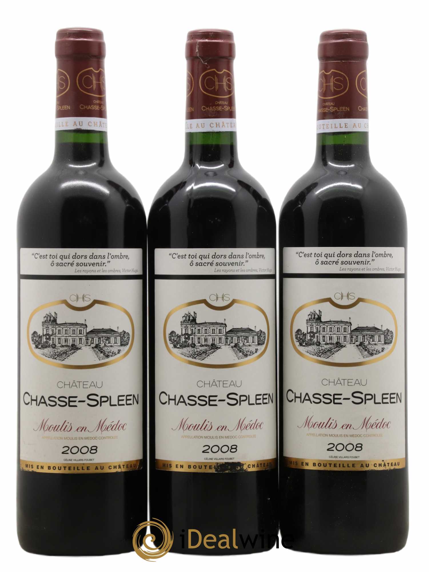 Château Chasse Spleen 2008 - Lot de 3 bouteilles - 0