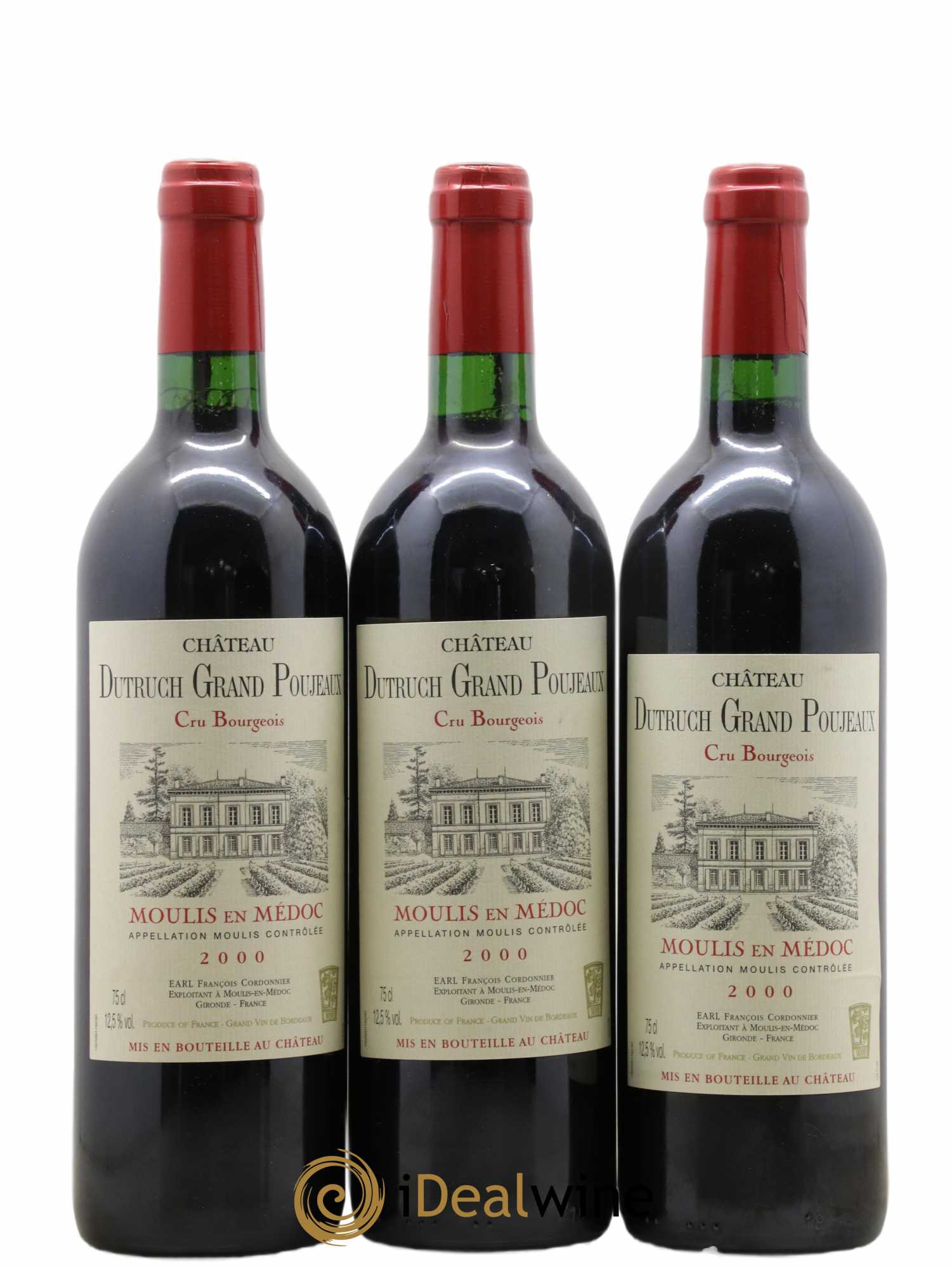 Château Dutruch Grand Poujeaux Cru Bourgeois 2000 - Lot de 3 bouteilles - 0