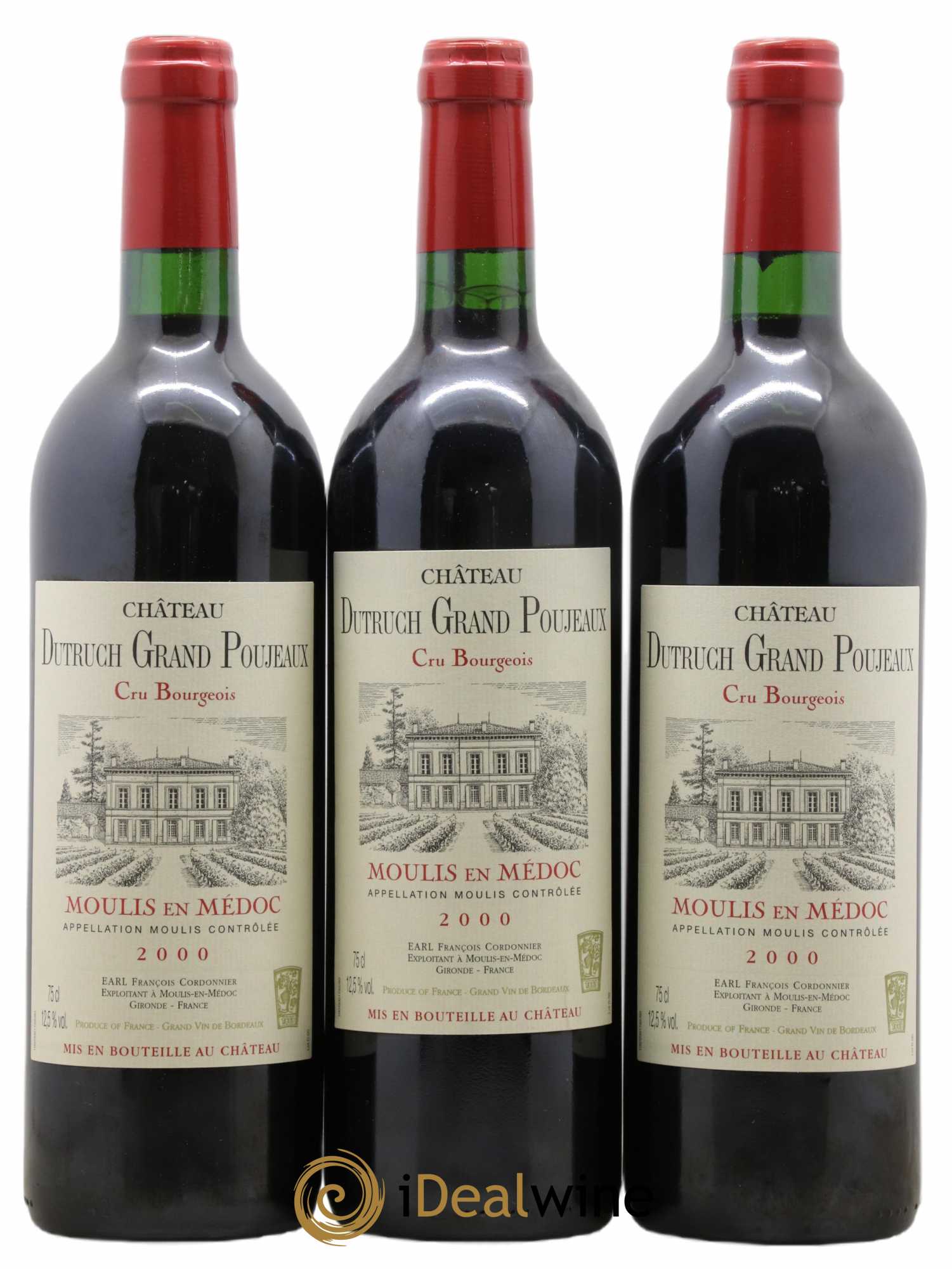 Château Dutruch Grand Poujeaux Cru Bourgeois 2000 - Lot de 3 bouteilles - 0