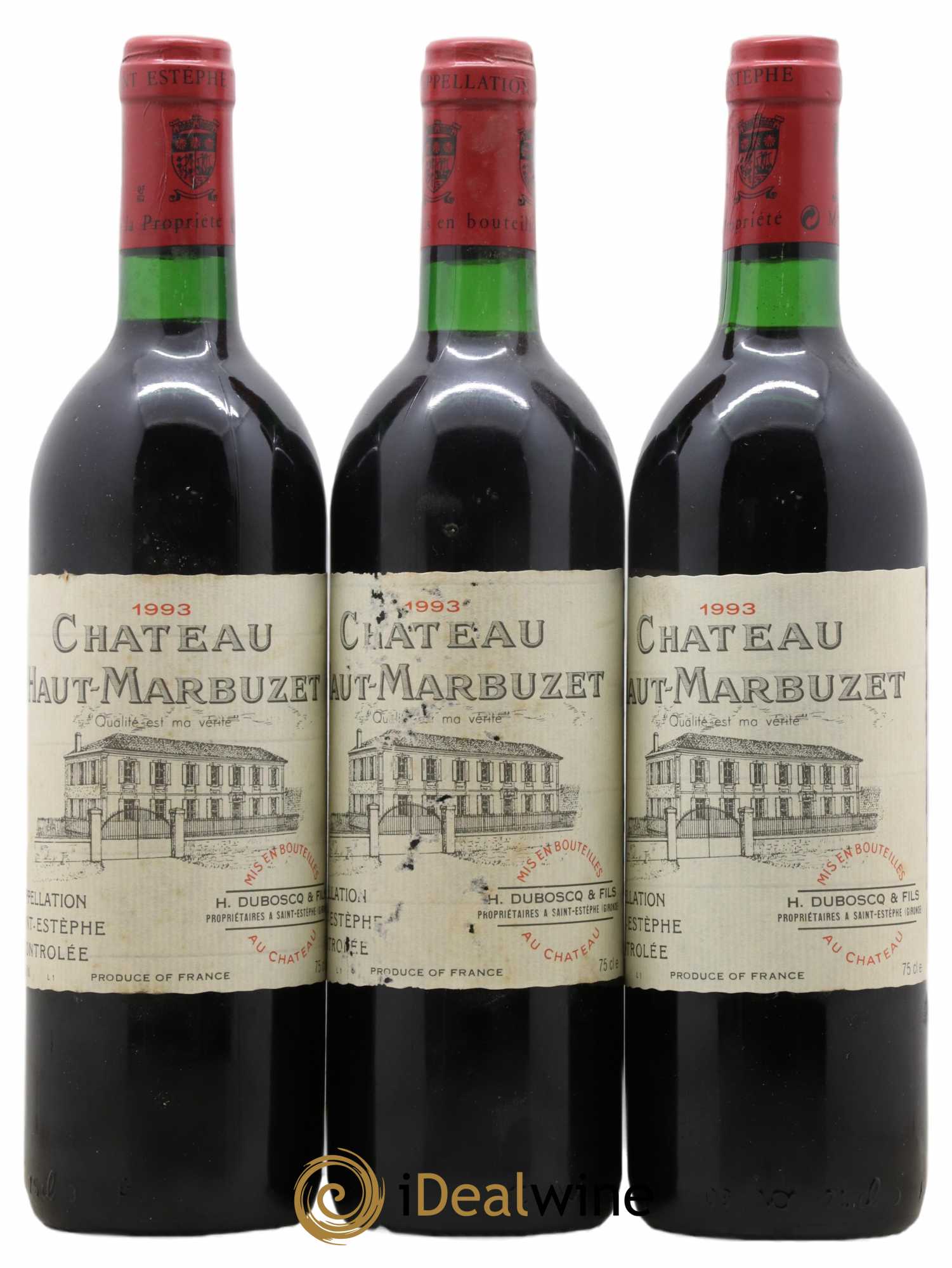 Château Haut Marbuzet 1993 - Lot de 3 bouteilles - 0