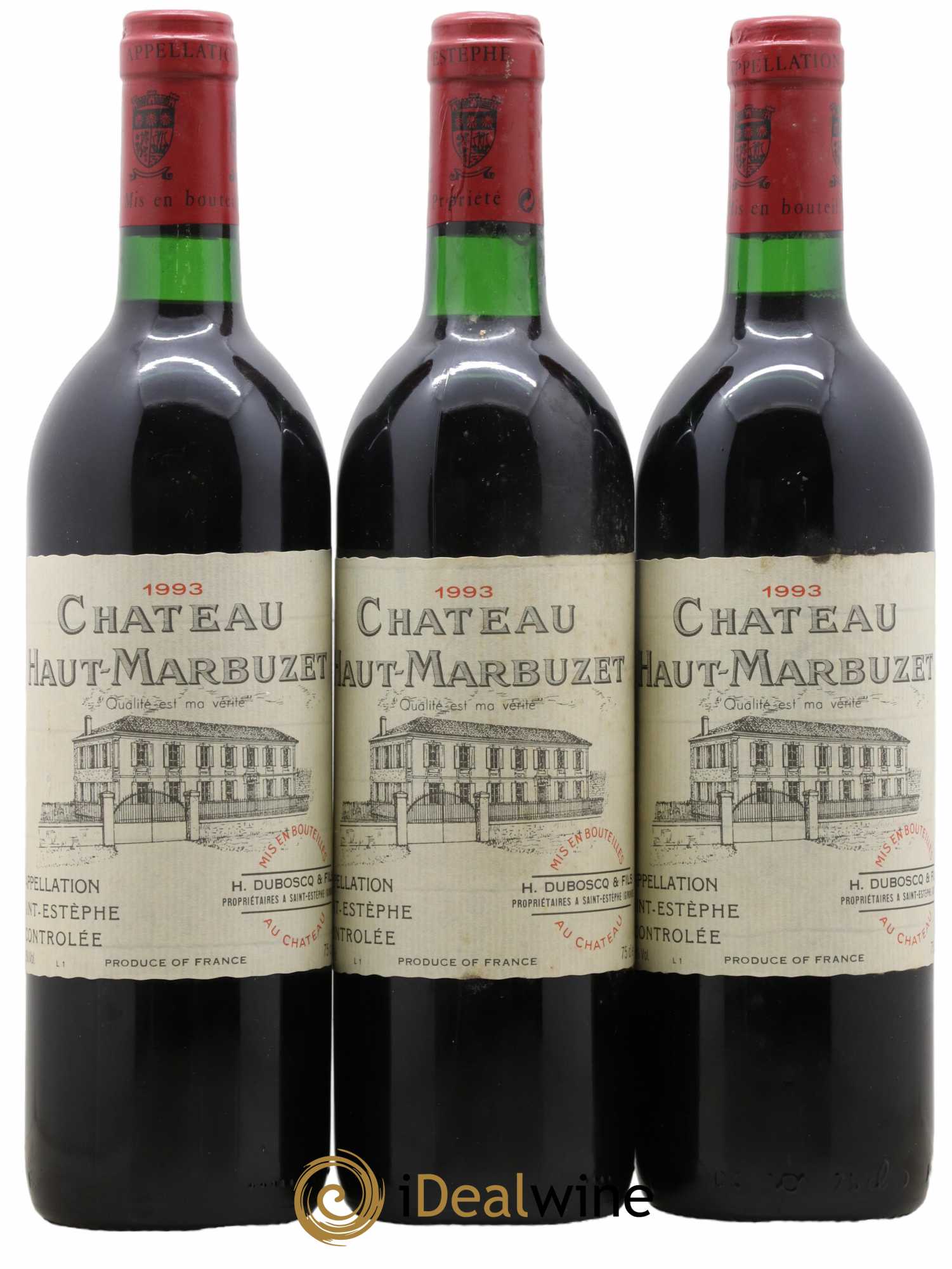 Château Haut Marbuzet 1993 - Lot de 3 bouteilles - 0