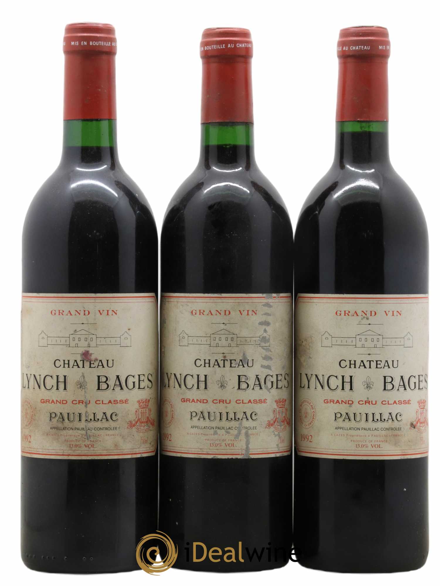 Château Lynch Bages 5ème Grand Cru Classé 1992 - Lot de 3 bouteilles - 0