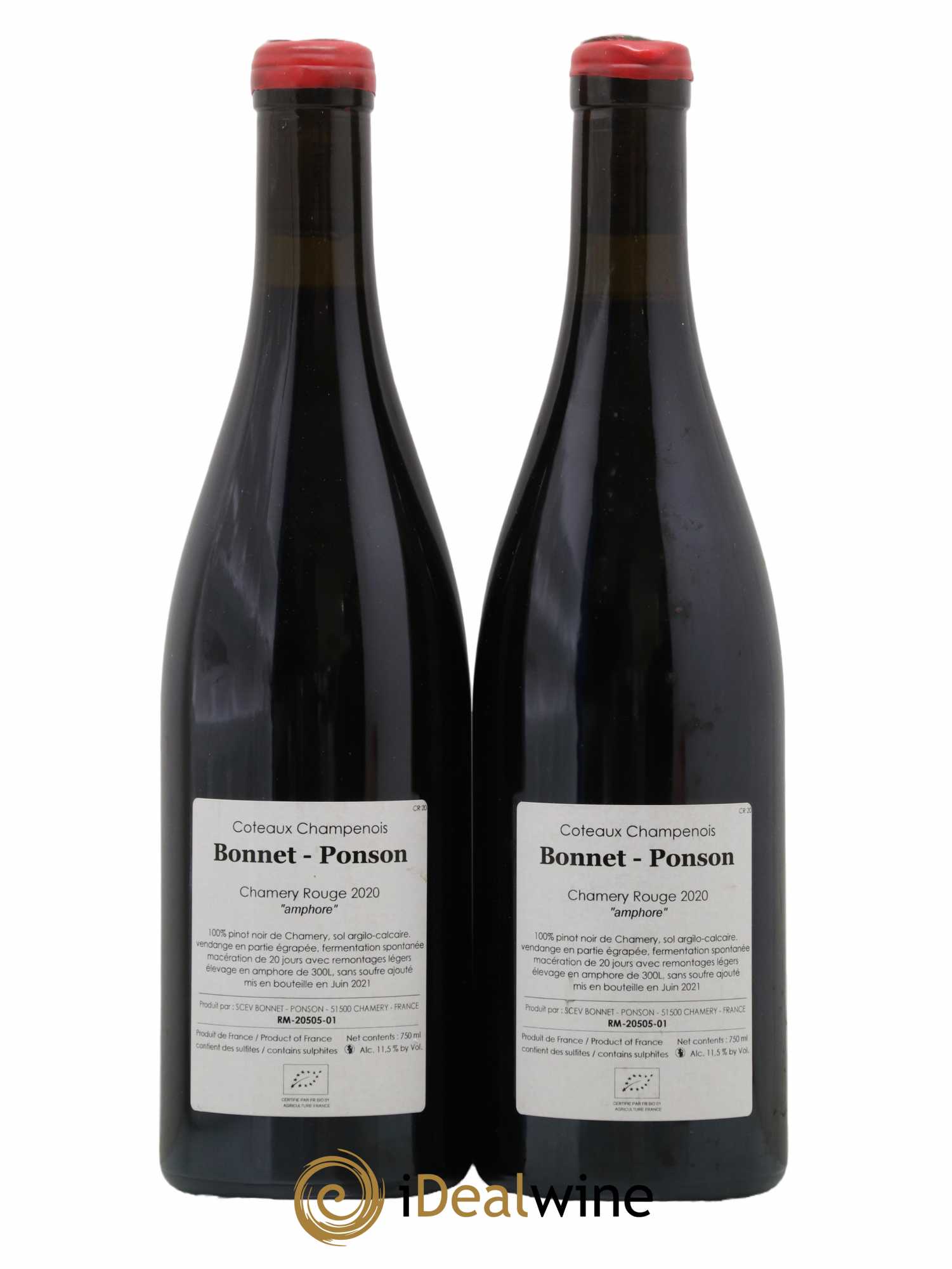 Coteaux Champenois Chamery Amphore Domaine Bonnet-Ponson 2020 - Lot de 2 bouteilles - 1